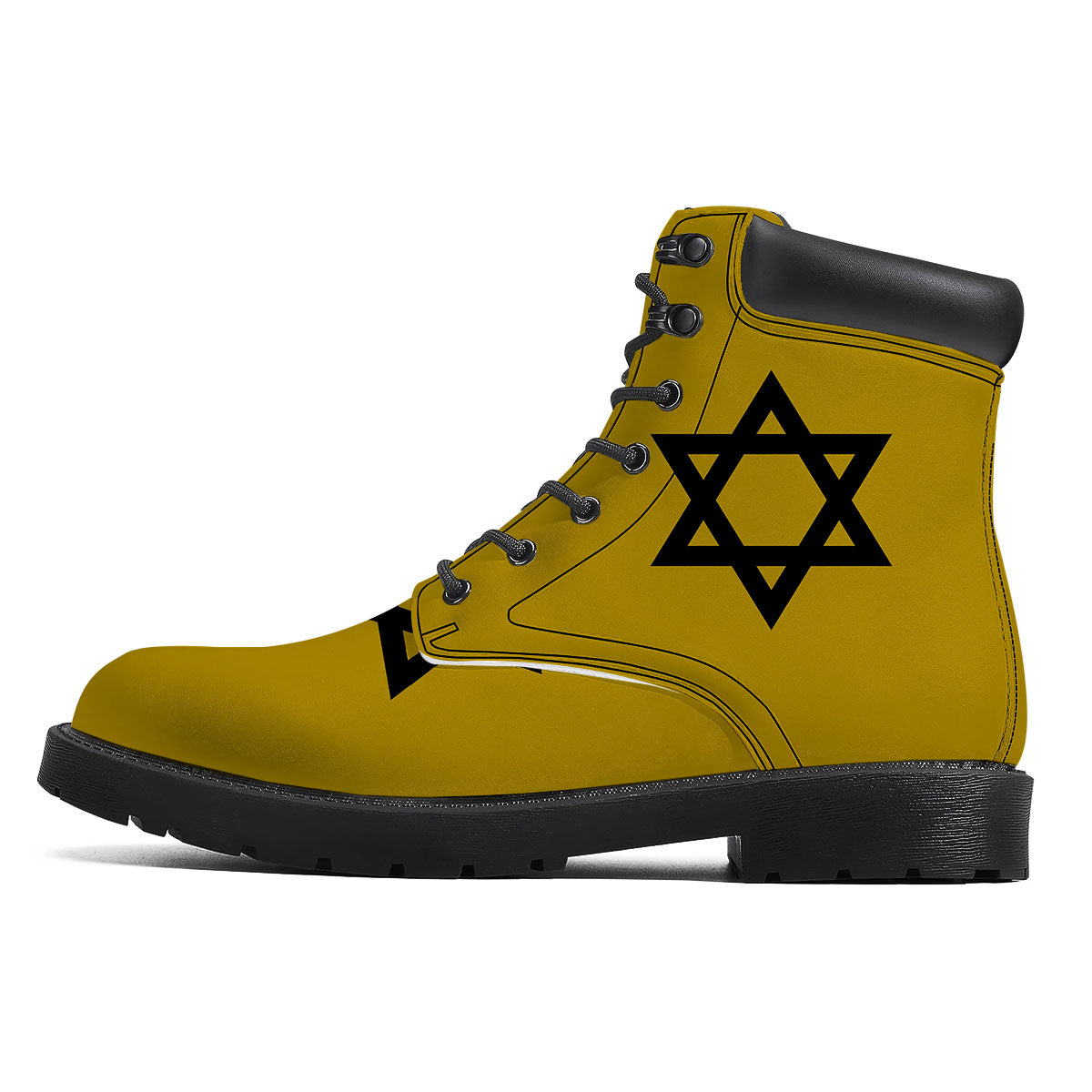 Star of David Yellow And Black Print Boots-grizzshop
