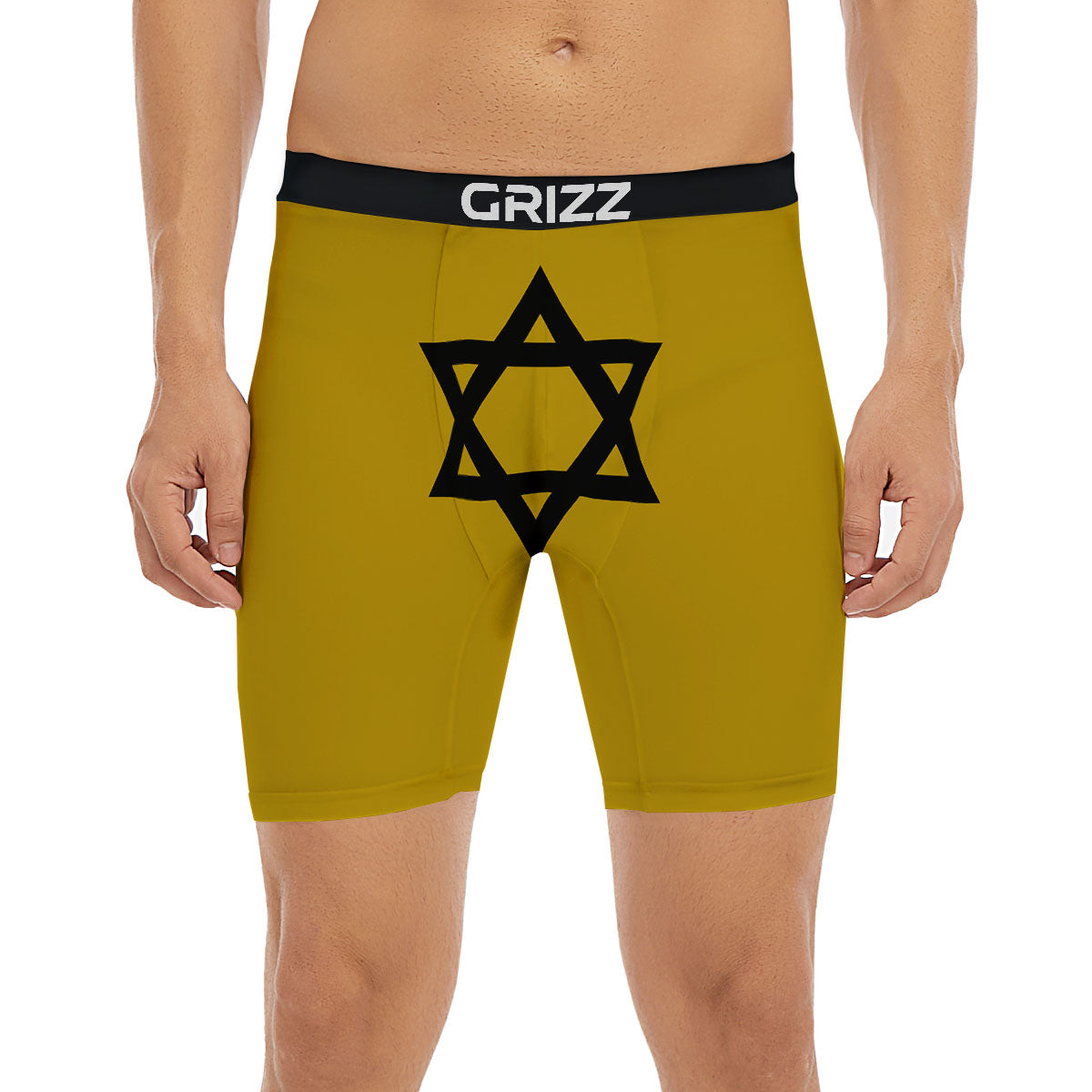 Star of David Yellow And Black Print Boxer Briefs-grizzshop