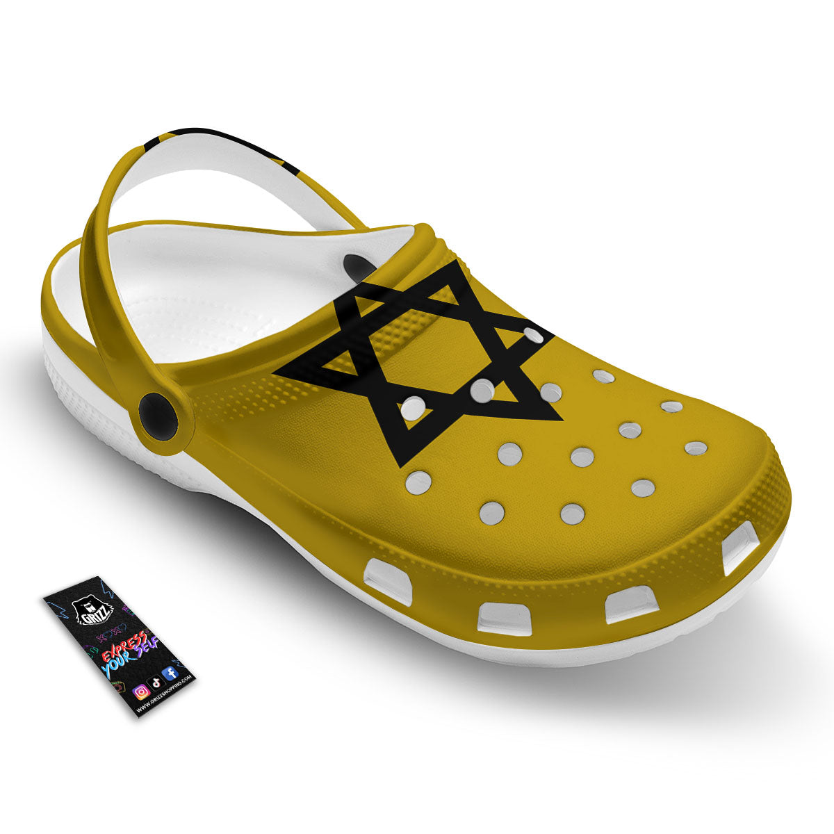 Star of David Yellow And Black Print Clog-grizzshop