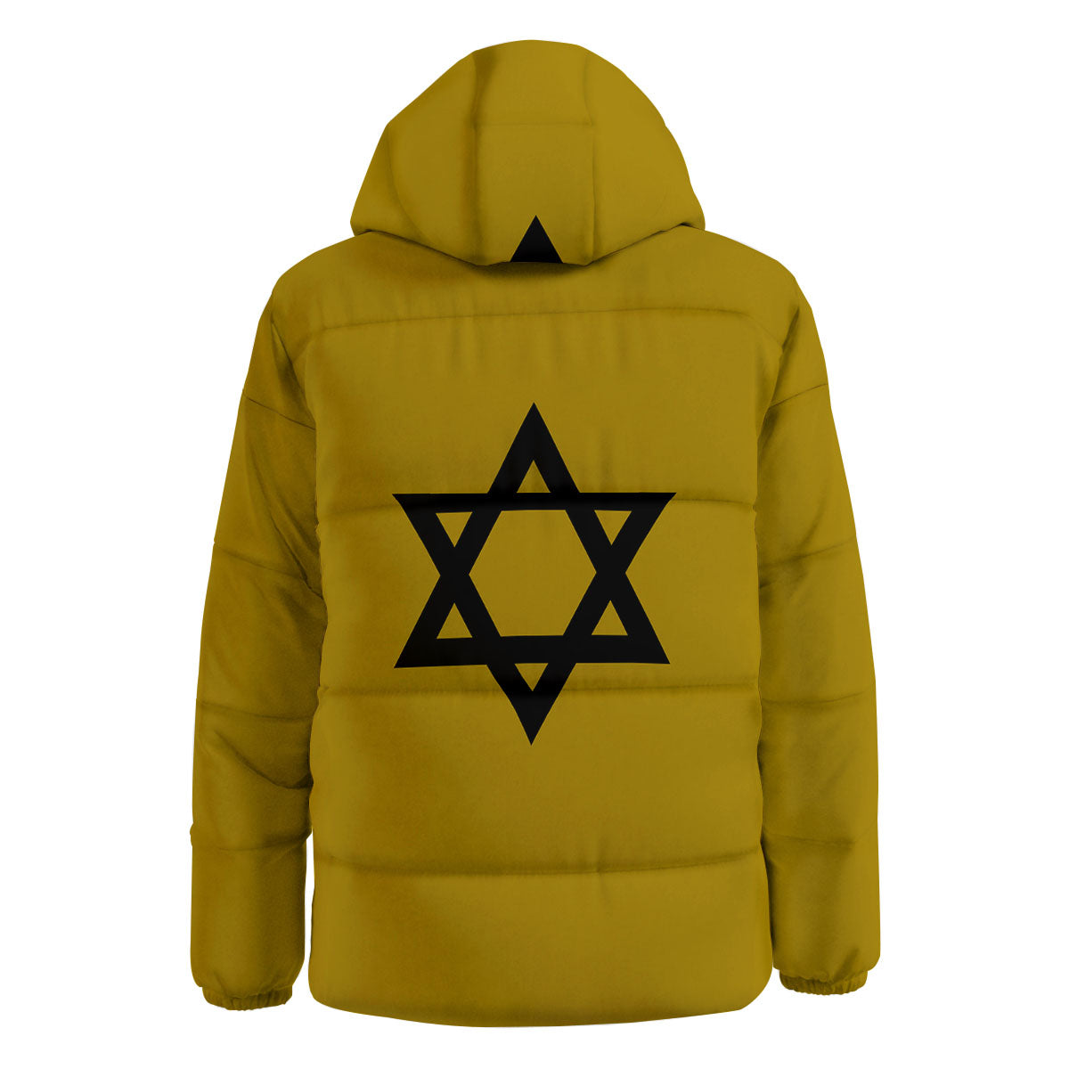 Star of David Yellow And Black Print Down Jacket-grizzshop