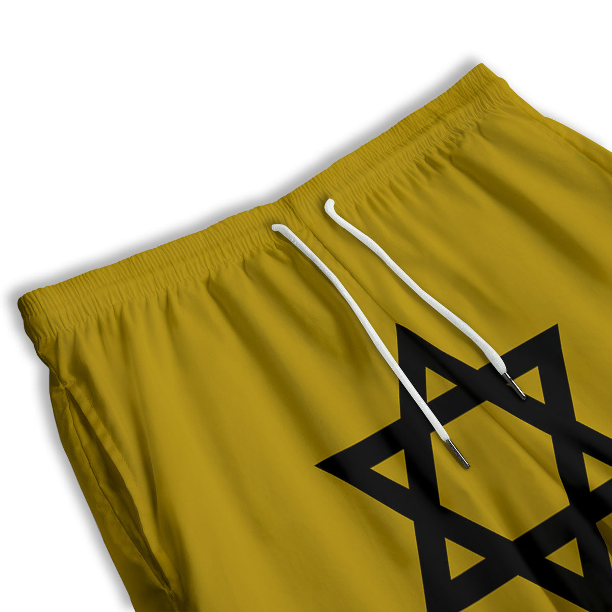 Star of David Yellow And Black Print Men's Athletic Shorts