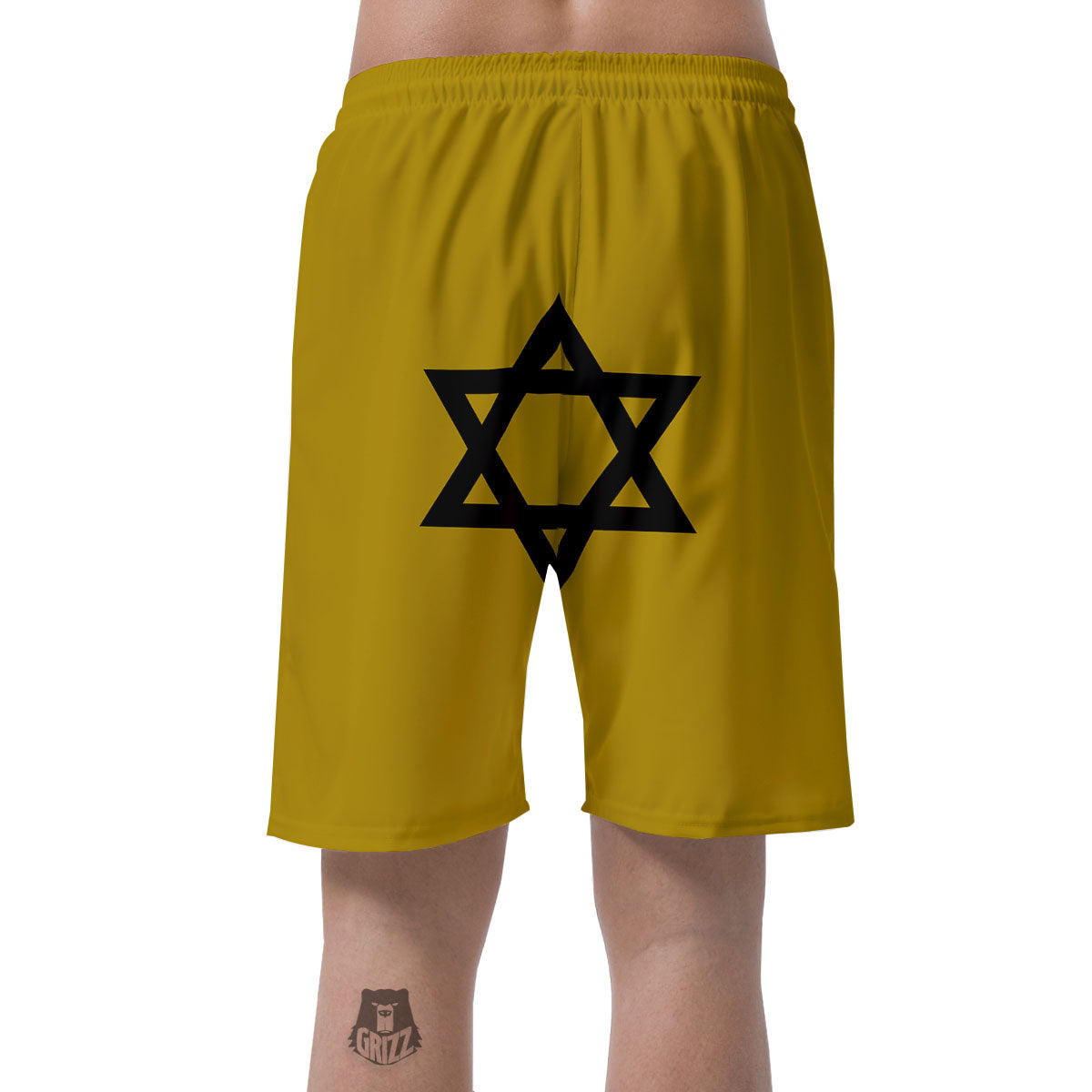 Star of David Yellow And Black Print Men's Shorts-grizzshop