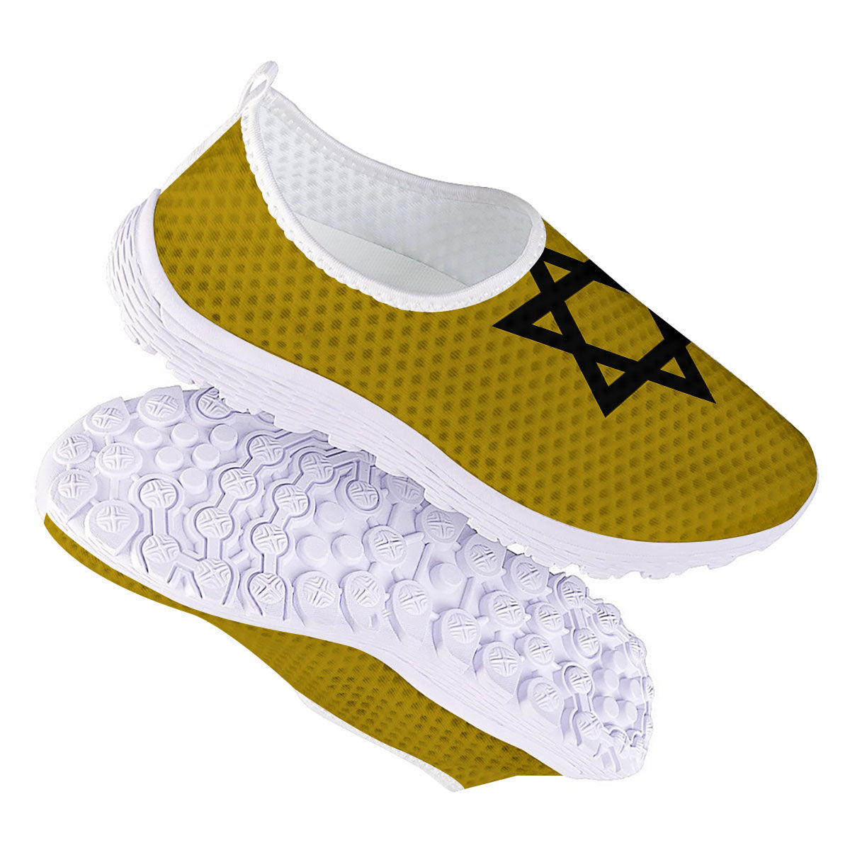 Star of David Yellow And Black Print Nurse Shoes-grizzshop
