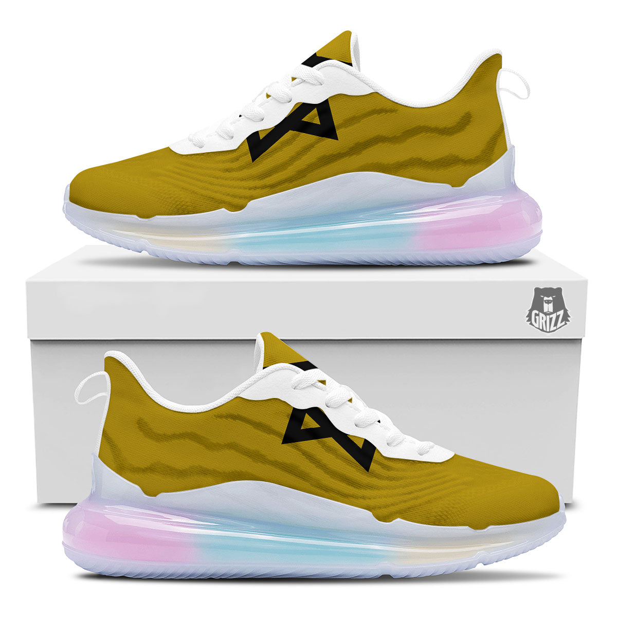 Star of David Yellow And Black Print Running Sneakers-grizzshop