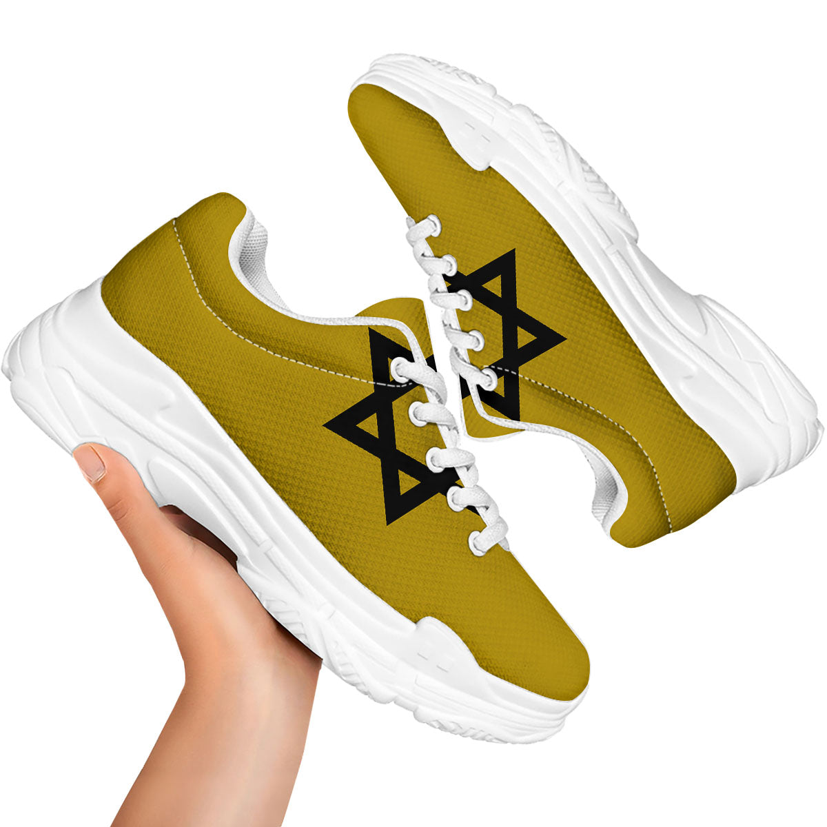 Star of David Yellow And Black Print White Chunky Shoes-grizzshop