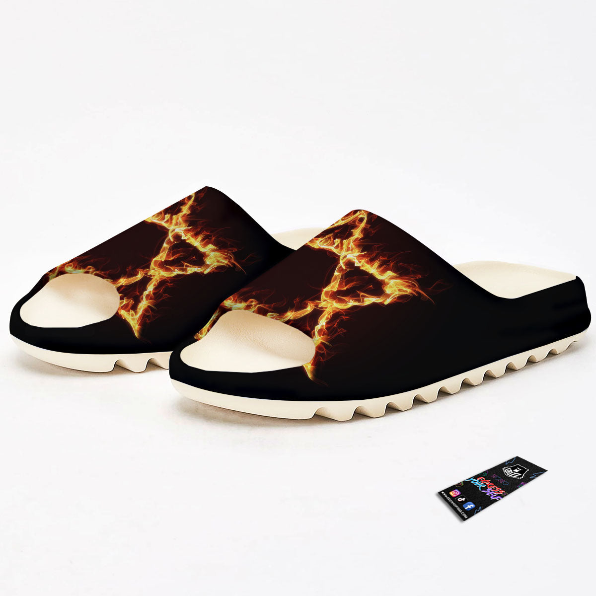 Star Of David Fiery Print Sandals-grizzshop