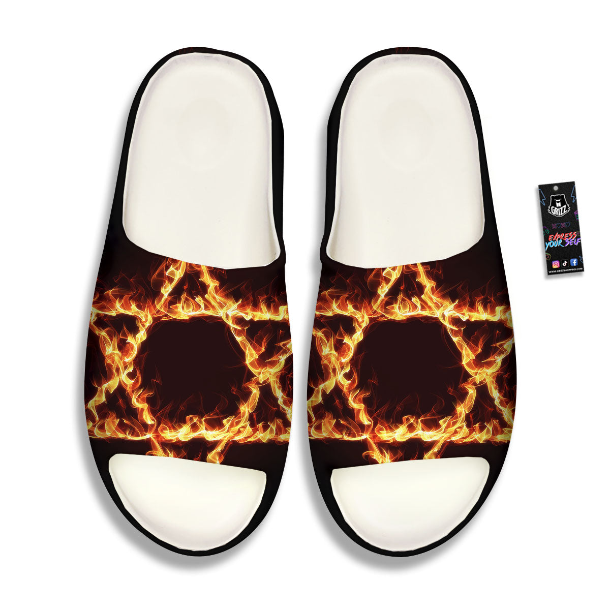 Star Of David Fiery Print Sandals-grizzshop