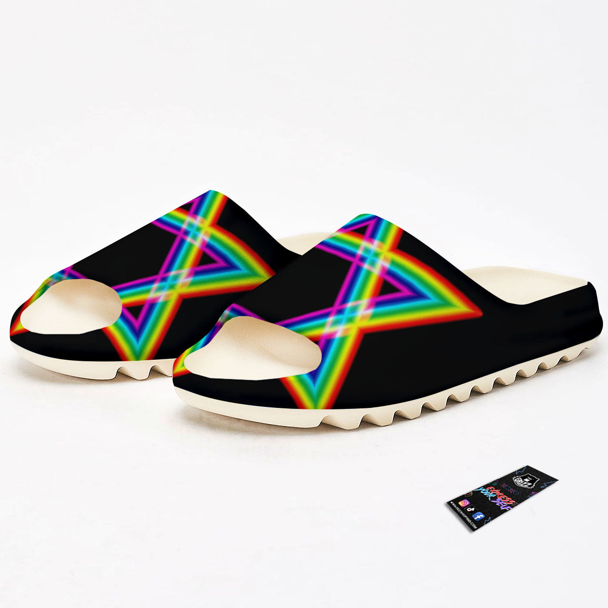 Star Of David Rainbow Print Sandals-grizzshop