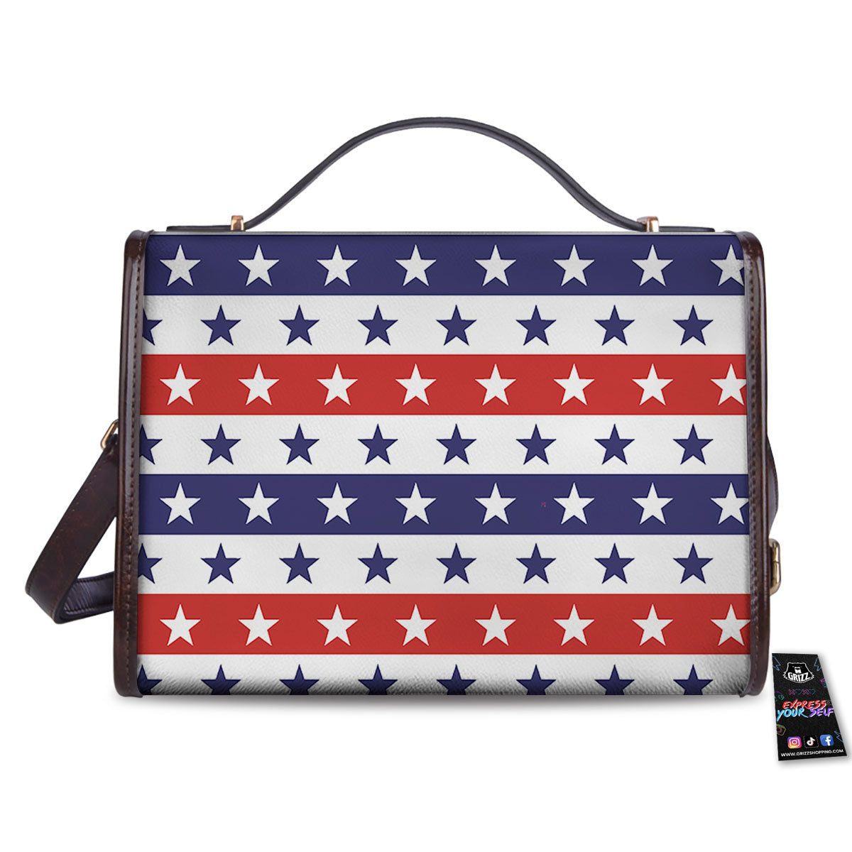 Star USA Patriotic Print Pattern Women's Satchel Bag