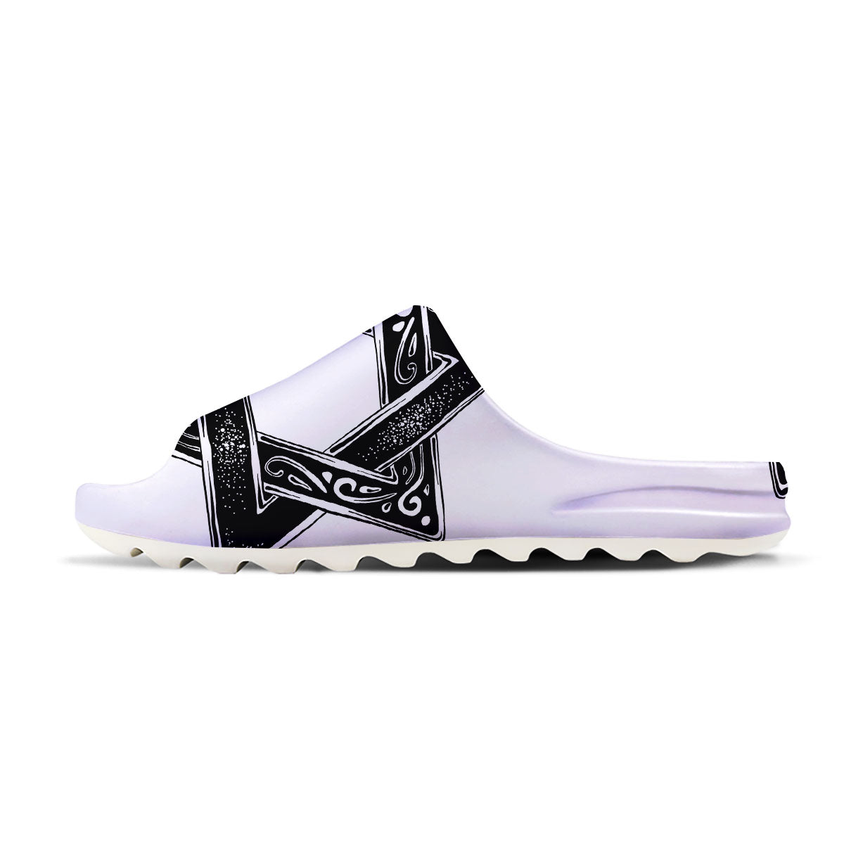 Star of David White And Black Print Sandals-grizzshop