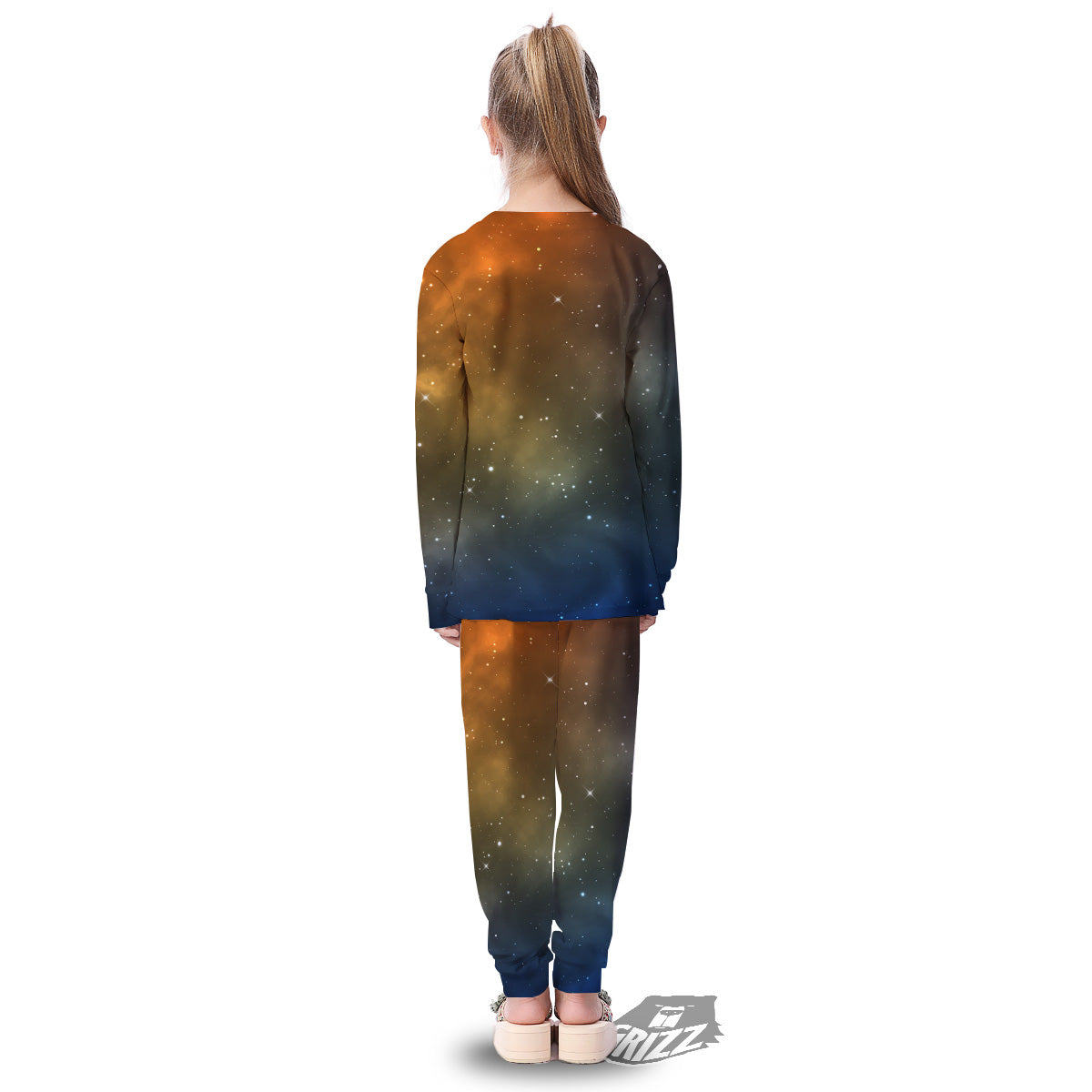 Stardust Galaxy Space Blue Orange Print Kid's Pajamas-grizzshop