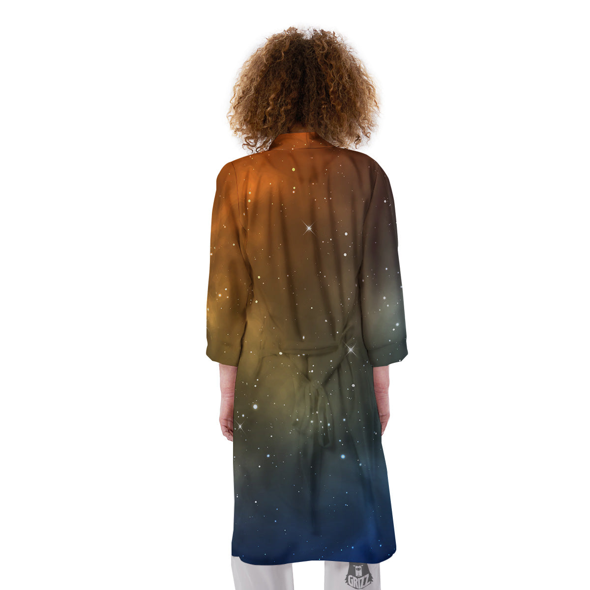 Stardust Galaxy Space Blue Orange Print Kimono-grizzshop