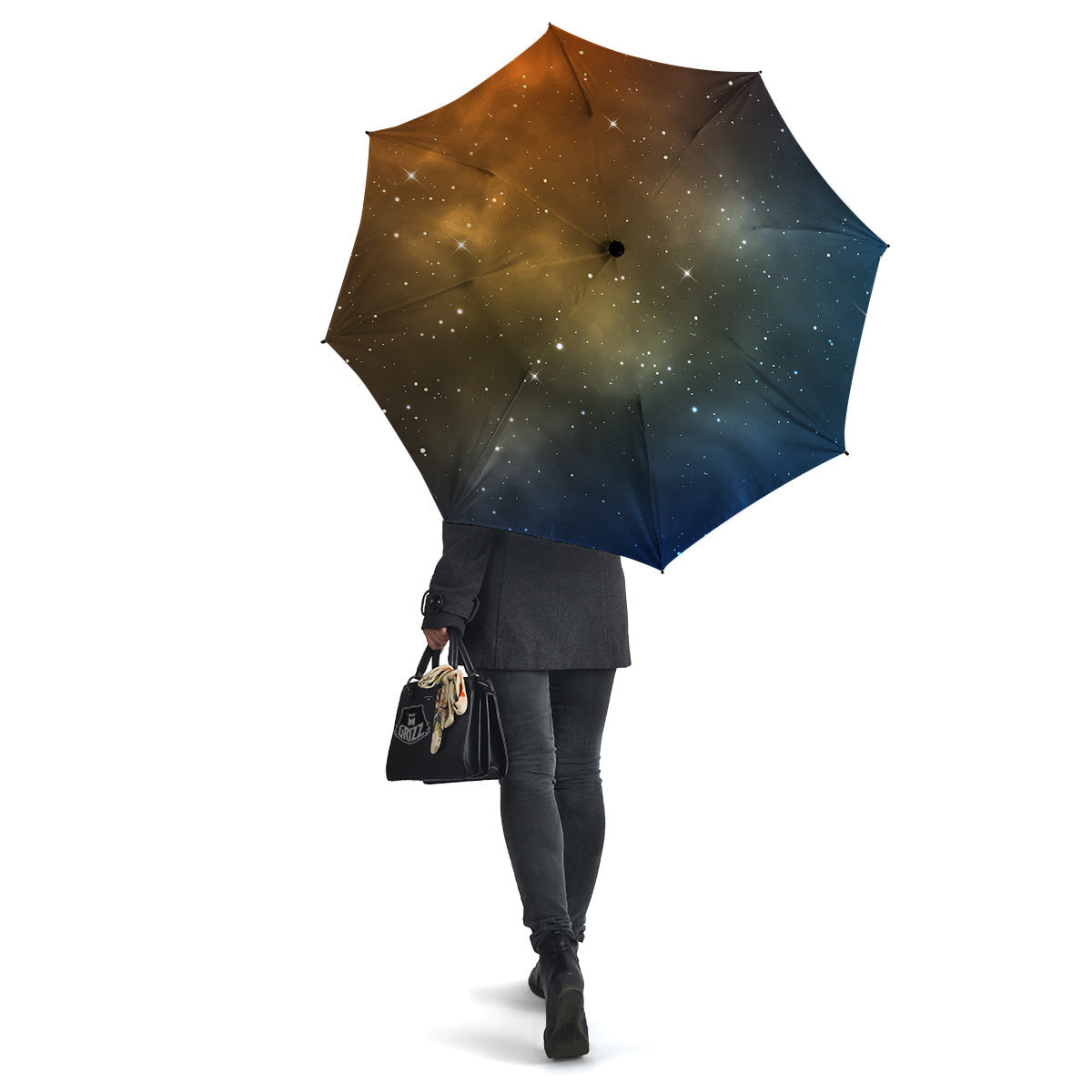 Stardust Galaxy Space Blue Orange Print Umbrella-grizzshop
