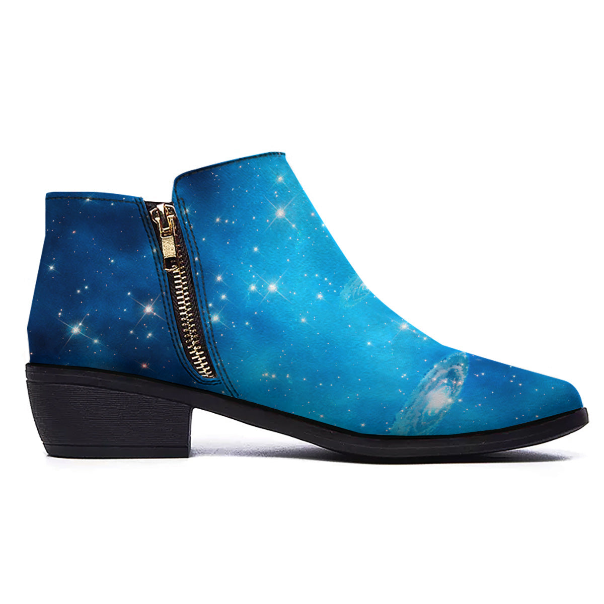 Starfield Galaxy Space Blue Cloud Print Ankle Boots-grizzshop