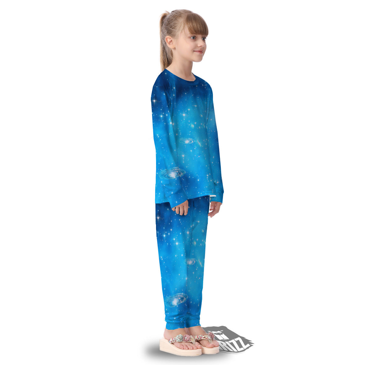 Starfield Galaxy Space Blue Cloud Print Kid's Pajamas-grizzshop