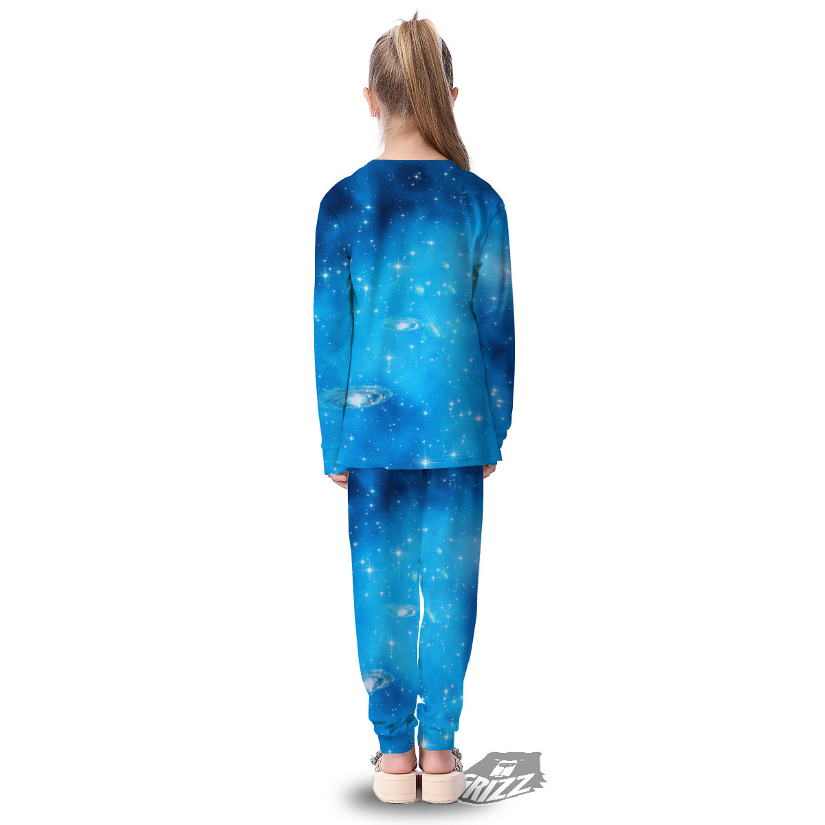 Starfield Galaxy Space Blue Cloud Print Kid's Pajamas-grizzshop