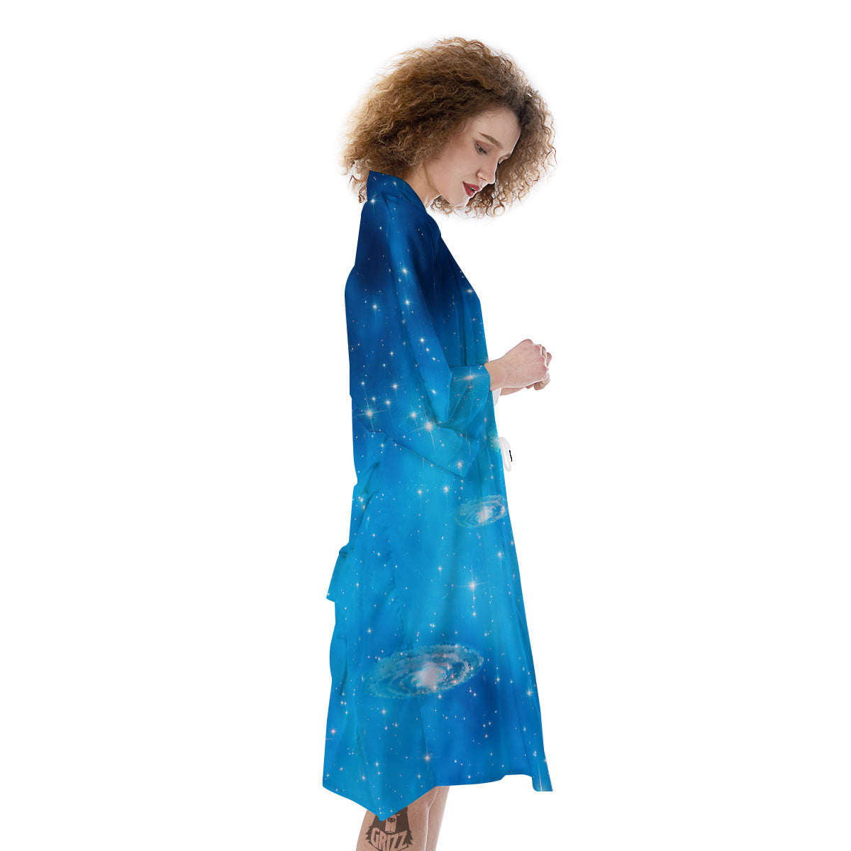 Starfield Galaxy Space Blue Cloud Print Kimono-grizzshop