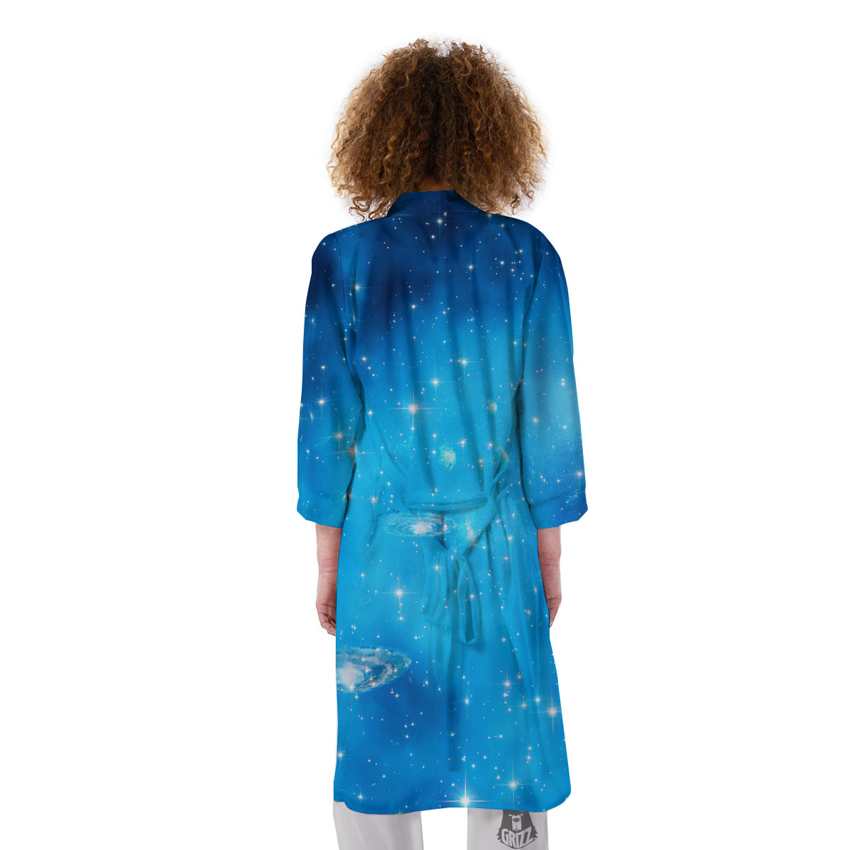 Starfield Galaxy Space Blue Cloud Print Kimono-grizzshop