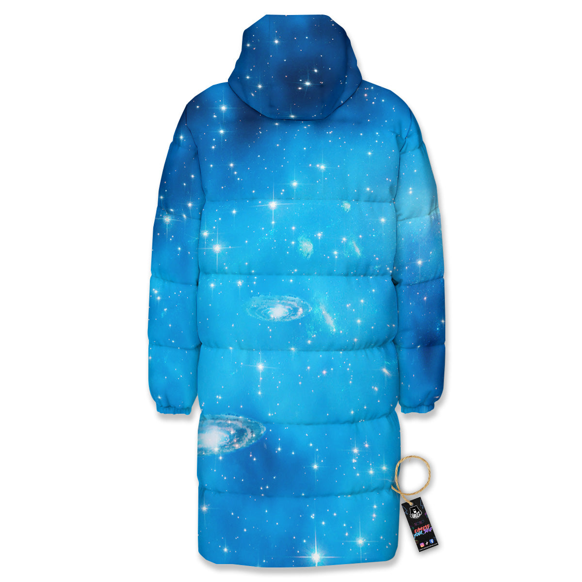 Starfield Galaxy Space Blue Cloud Print Long Down Jacket