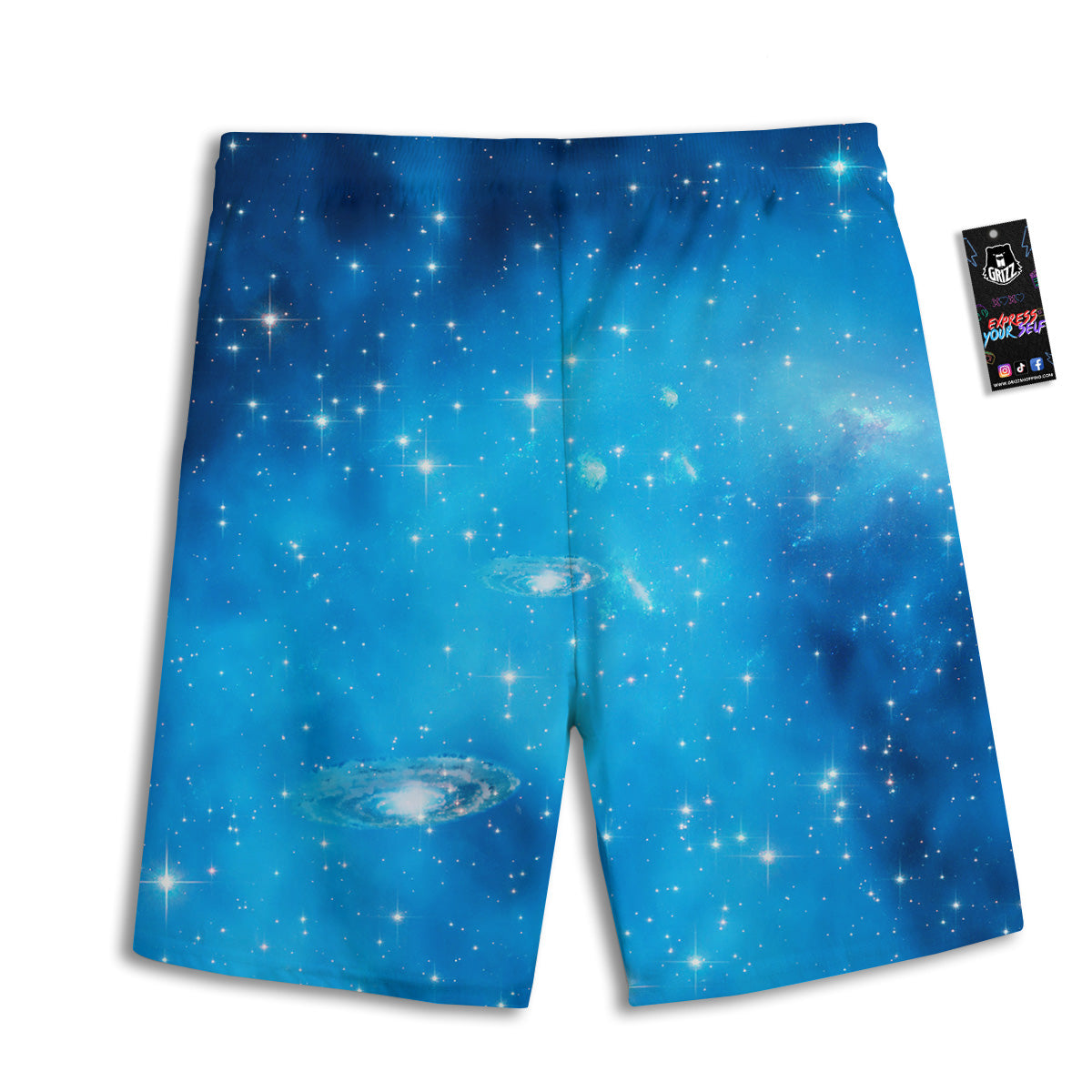 Starfield Galaxy Space Blue Cloud Print Men's Athletic Shorts