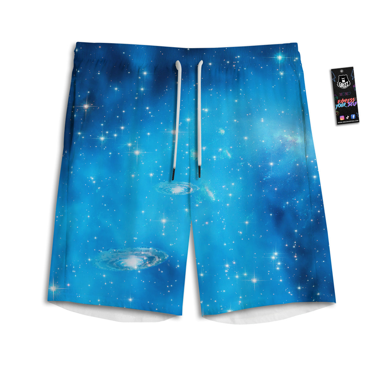 Starfield Galaxy Space Blue Cloud Print Men's Athletic Shorts
