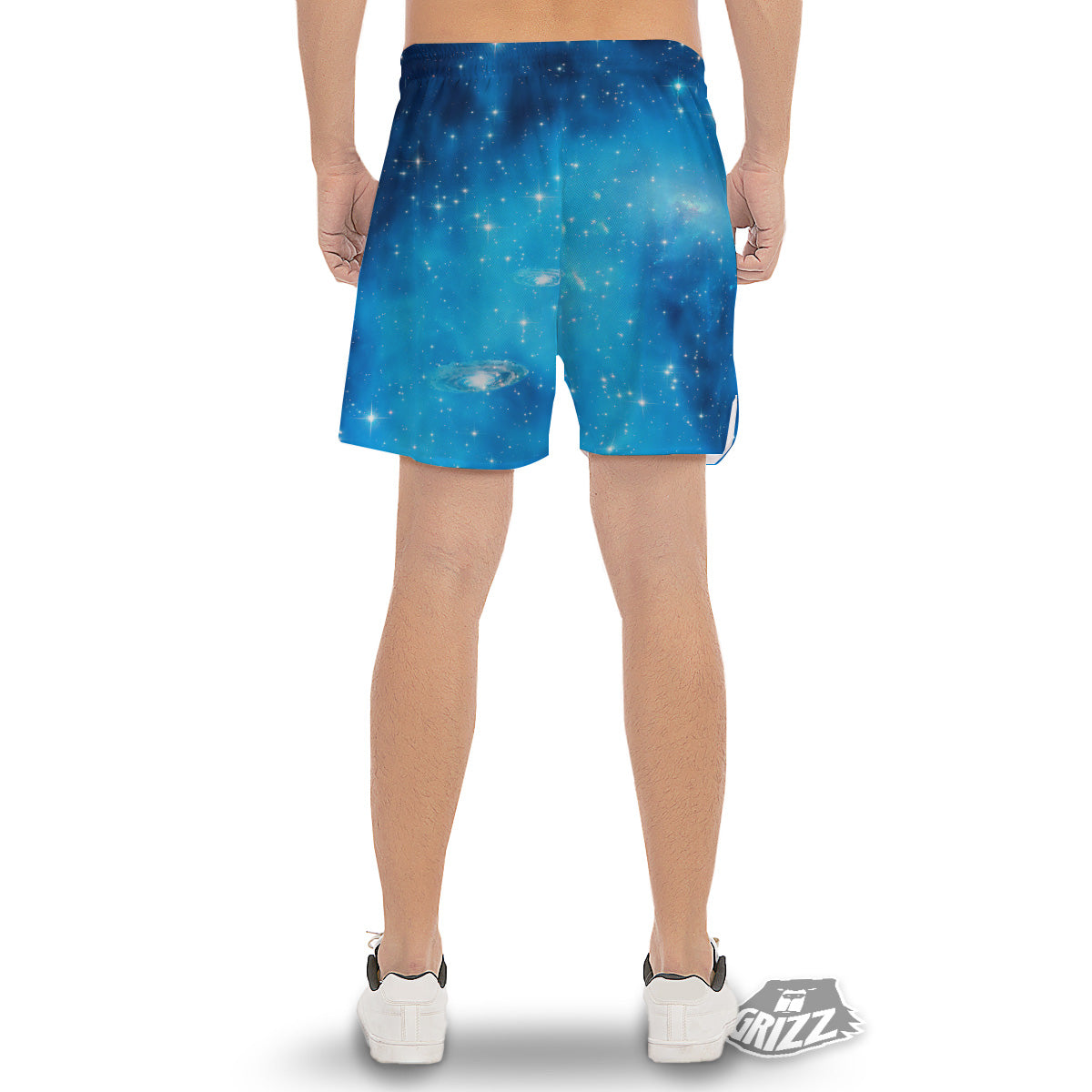 Starfield Galaxy Space Blue Cloud Print Men's Gym Shorts-grizzshop