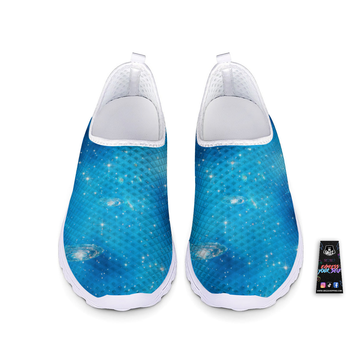 Starfield Galaxy Space Blue Cloud Print Nurse Shoes-grizzshop