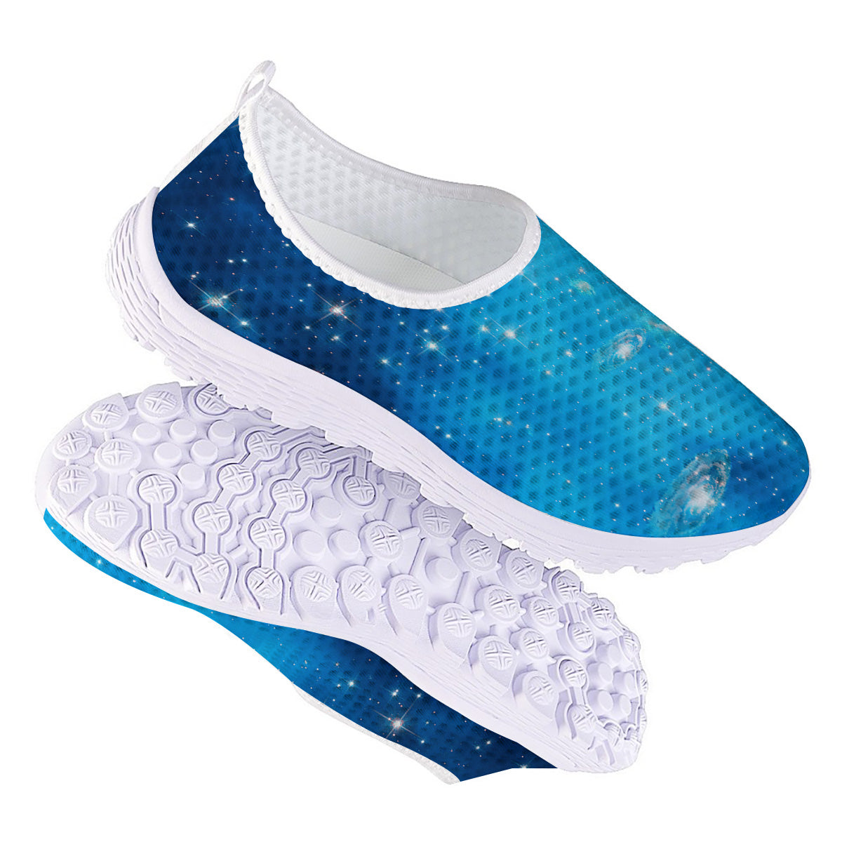 Starfield Galaxy Space Blue Cloud Print Nurse Shoes-grizzshop