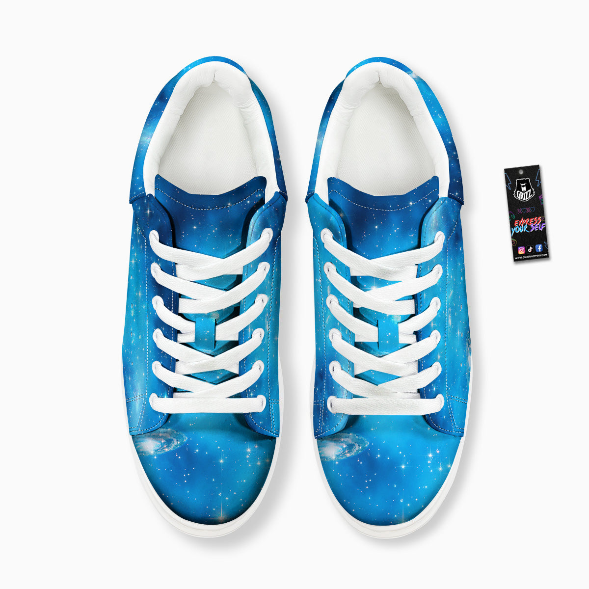 Starfield Galaxy Space Blue Cloud Print Platform Shoes-grizzshop