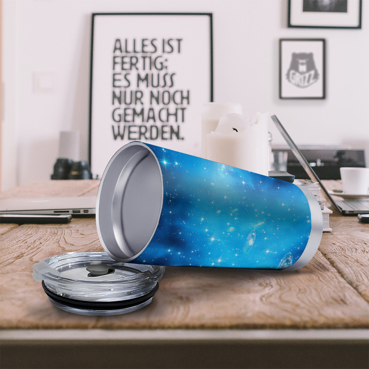 Starfield Galaxy Space Blue Cloud Print Tumbler-grizzshop