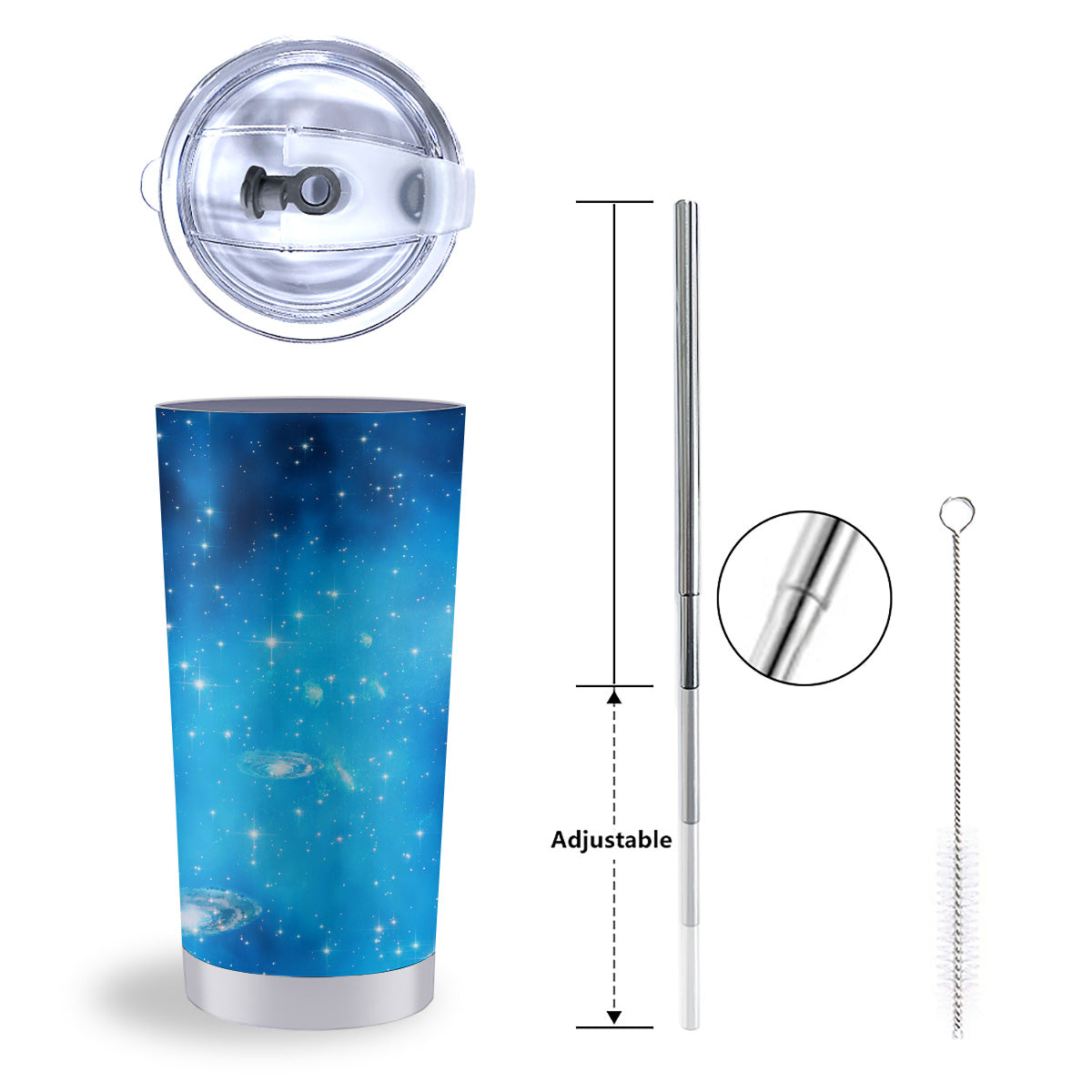 Starfield Galaxy Space Blue Cloud Print Tumbler-grizzshop