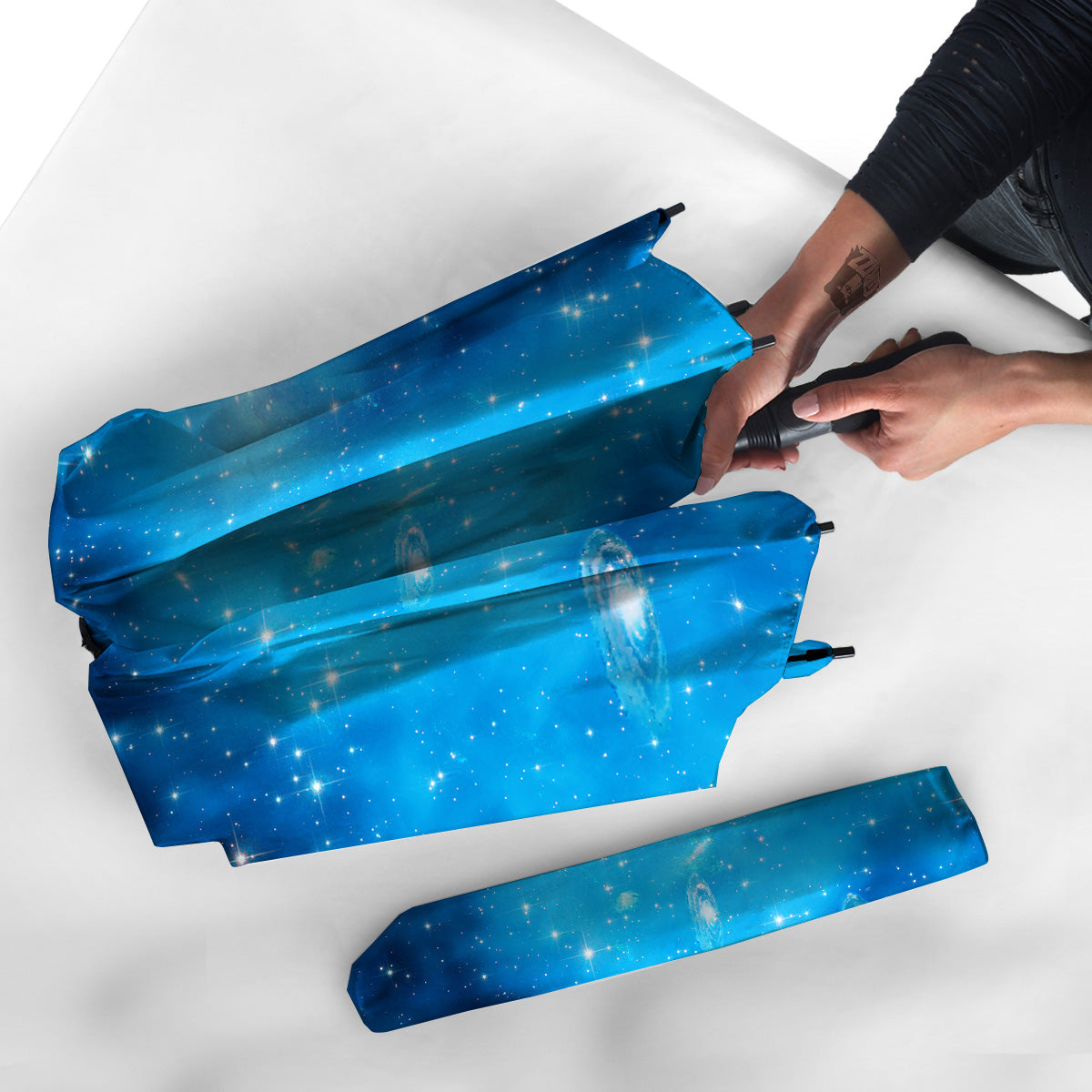 Starfield Galaxy Space Blue Cloud Print Umbrella-grizzshop