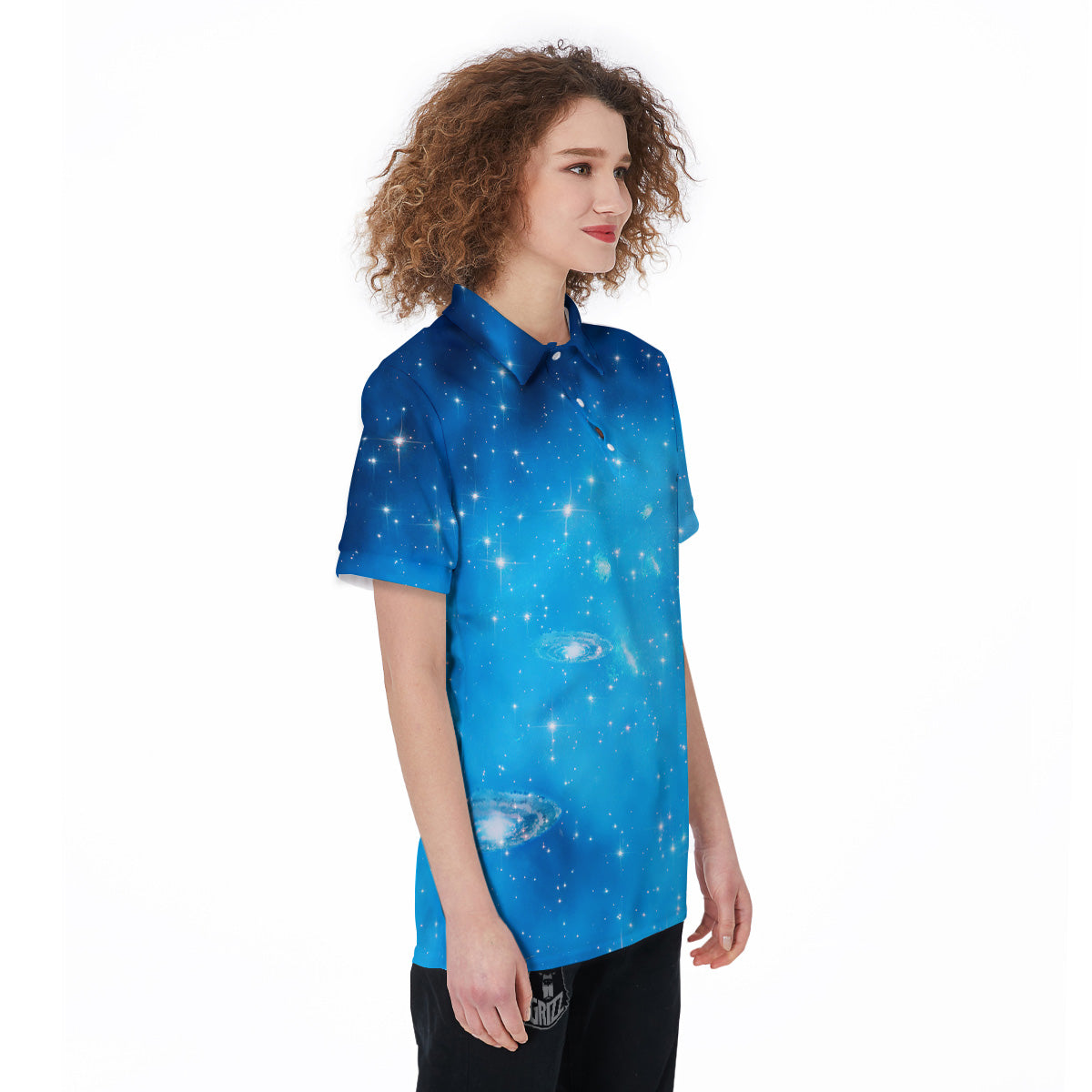 Starfield Galaxy Space Blue Cloud Print Women's Golf Shirts-grizzshop