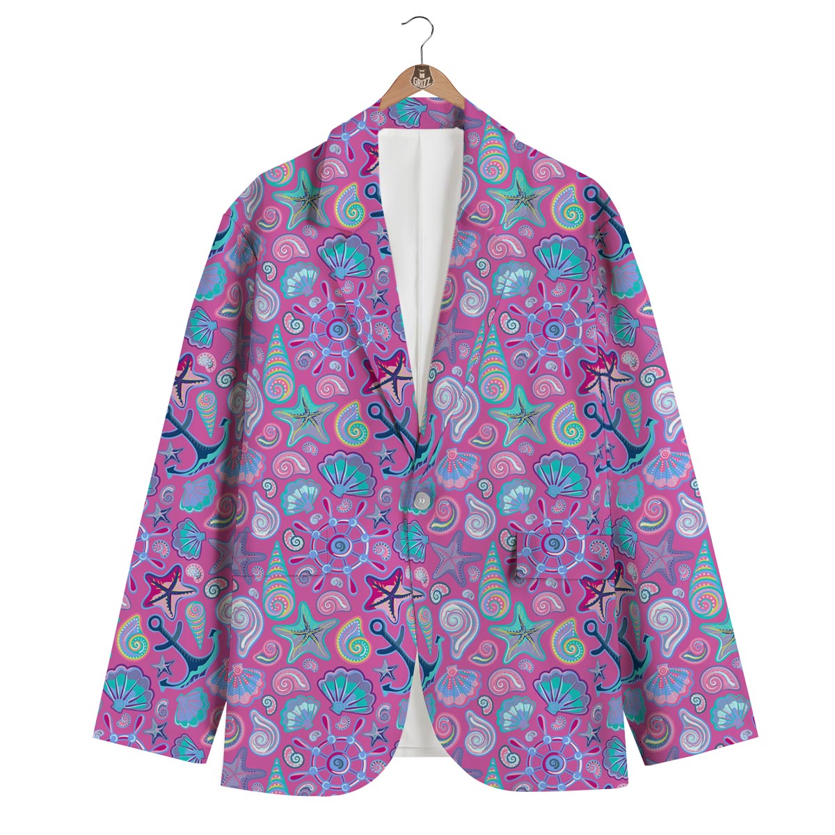 Starfish Pink Print Pattern Men's Blazer-grizzshop