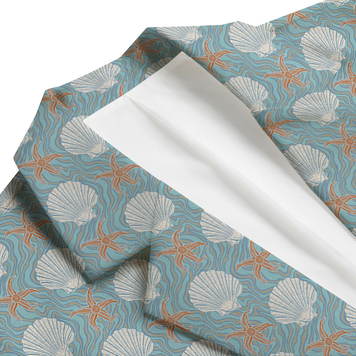 Starfish Shell Pattern Print Men's Blazer-grizzshop