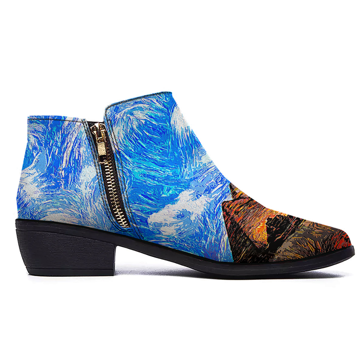 Starring Night Pyramids Print Ankle Boots-grizzshop
