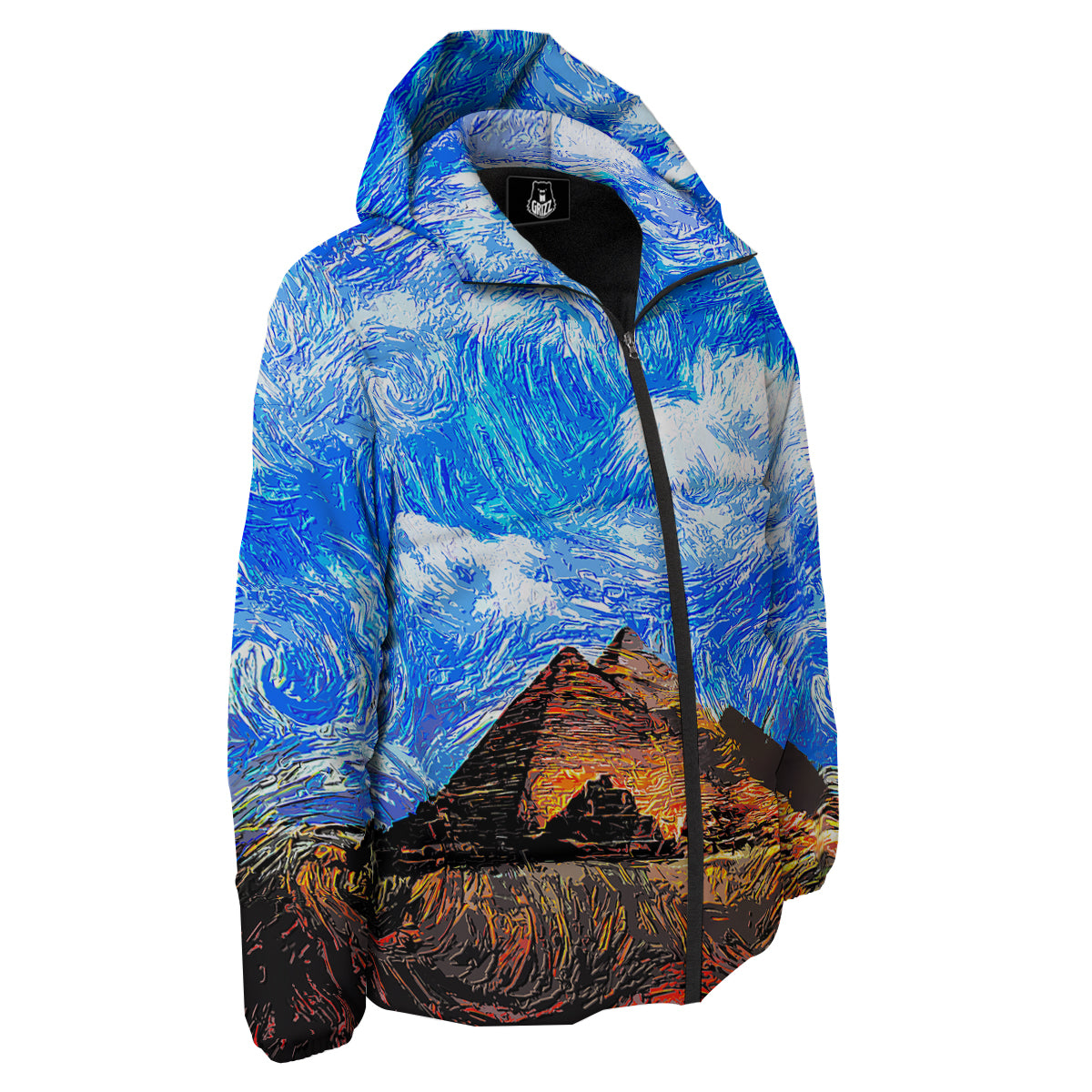 Starring Night Pyramids Print Down Jacket-grizzshop
