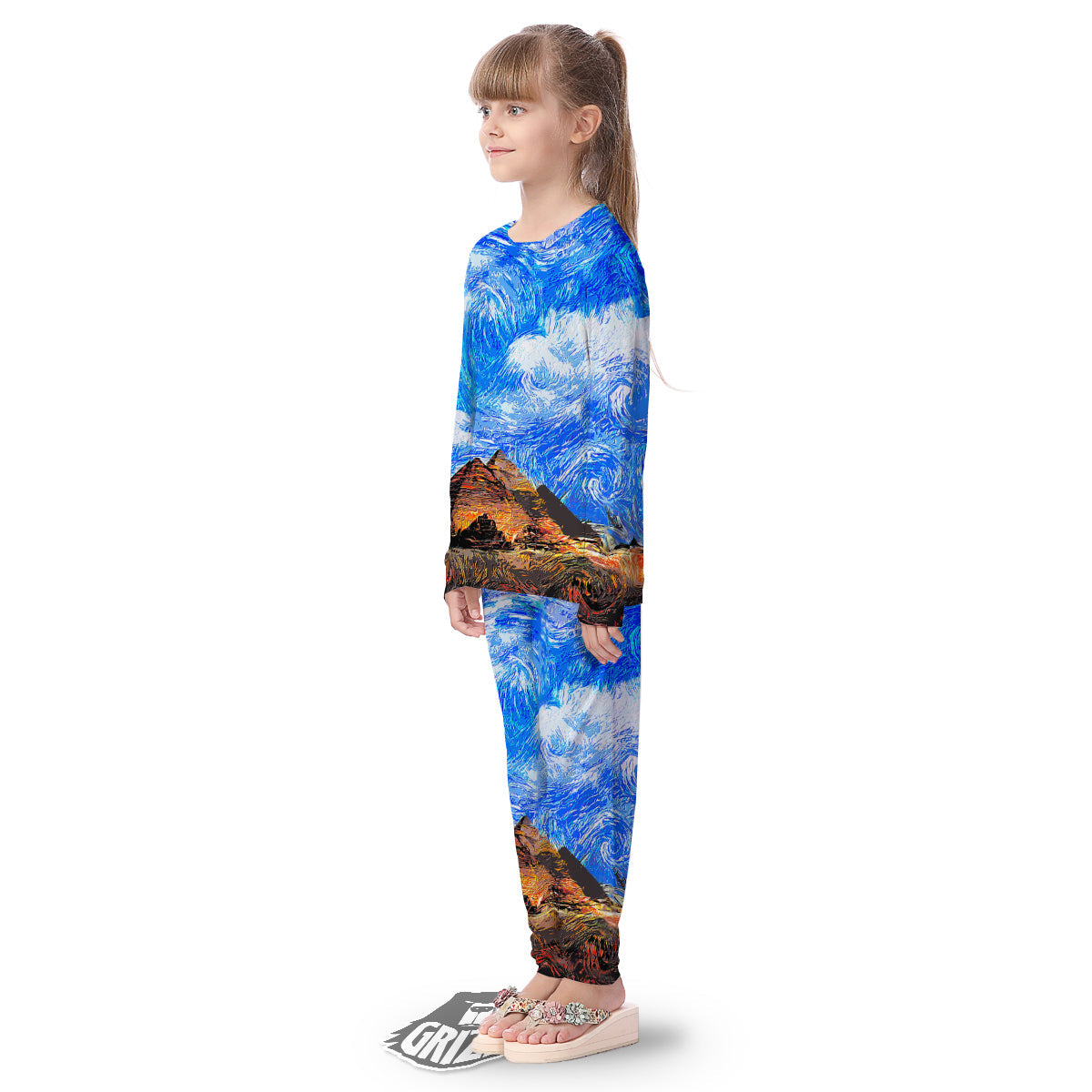 Starring Night Pyramids Print Kid's Pajamas-grizzshop