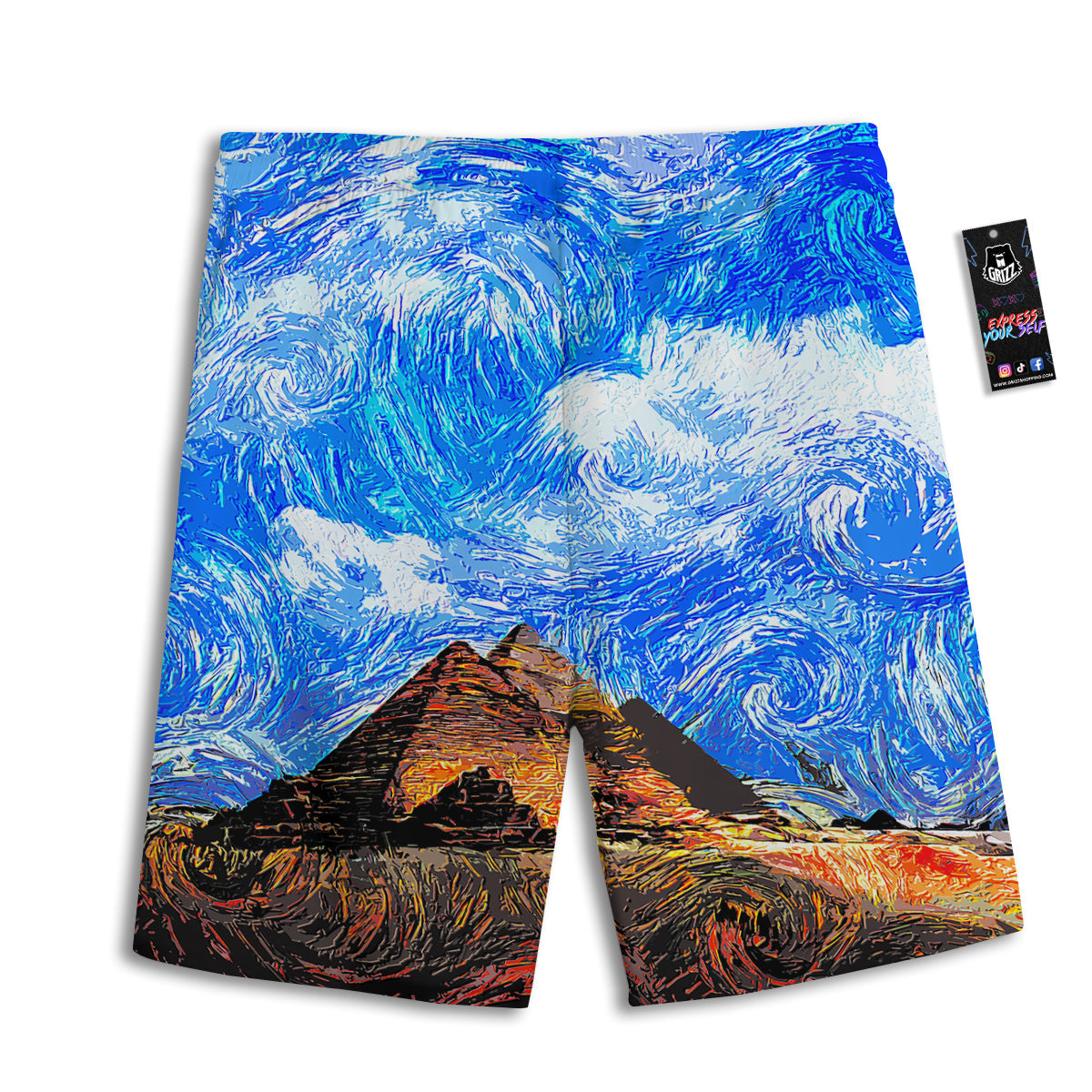 Starring Night Pyramids Print Men's Athletic Shorts