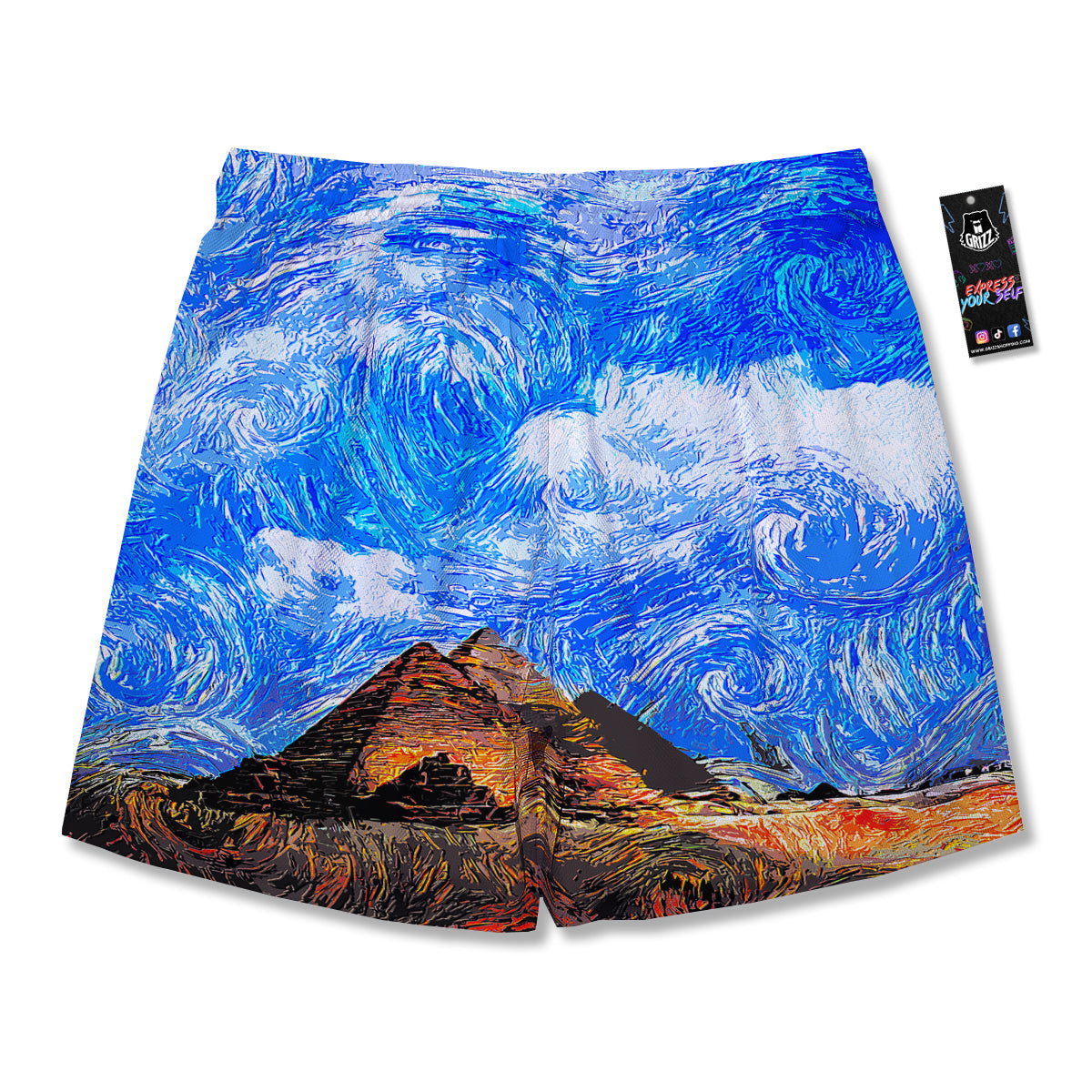 Starring Night Pyramids Print Men's Running Shorts-grizzshop