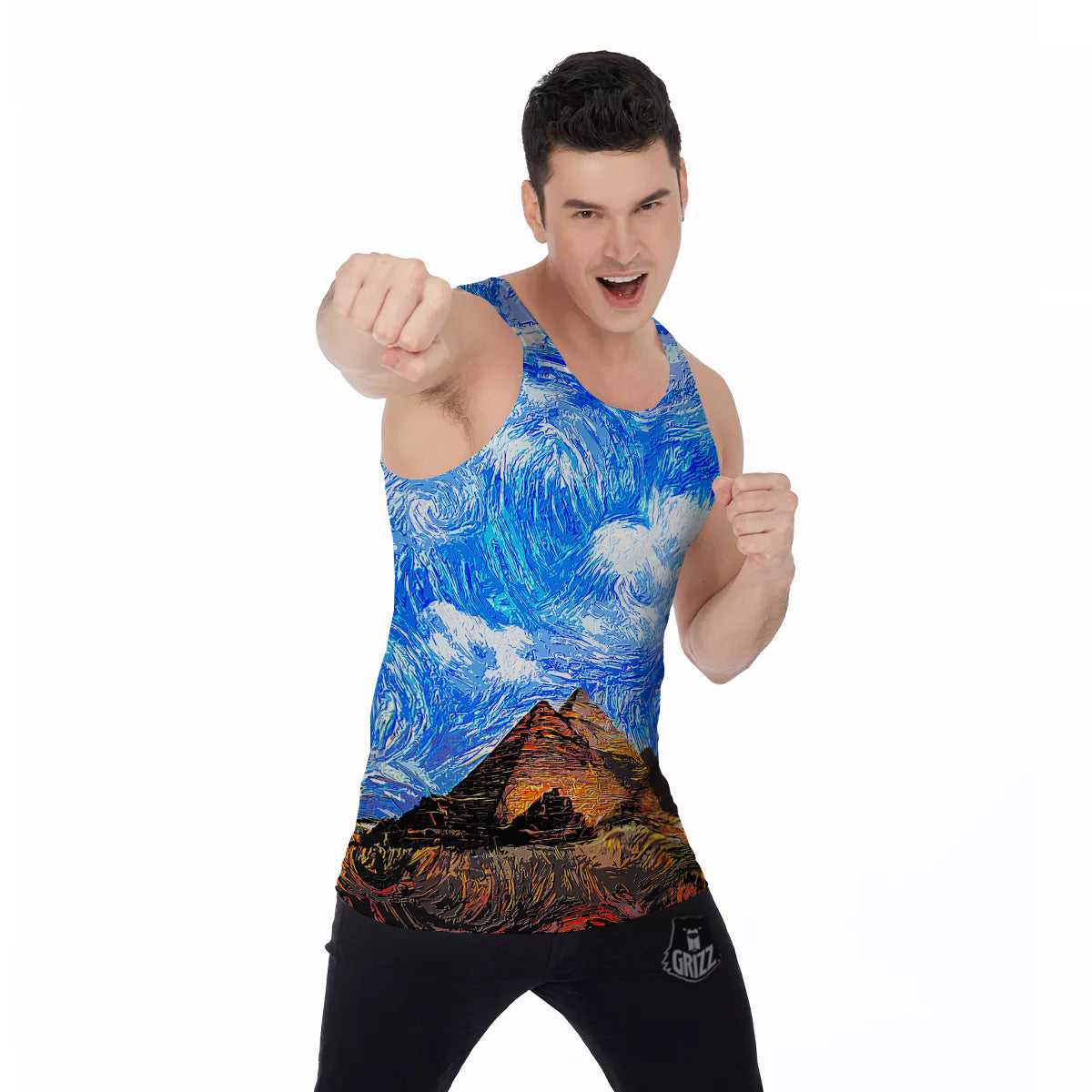 Starring Night Pyramids Print Men's Tank Top-grizzshop