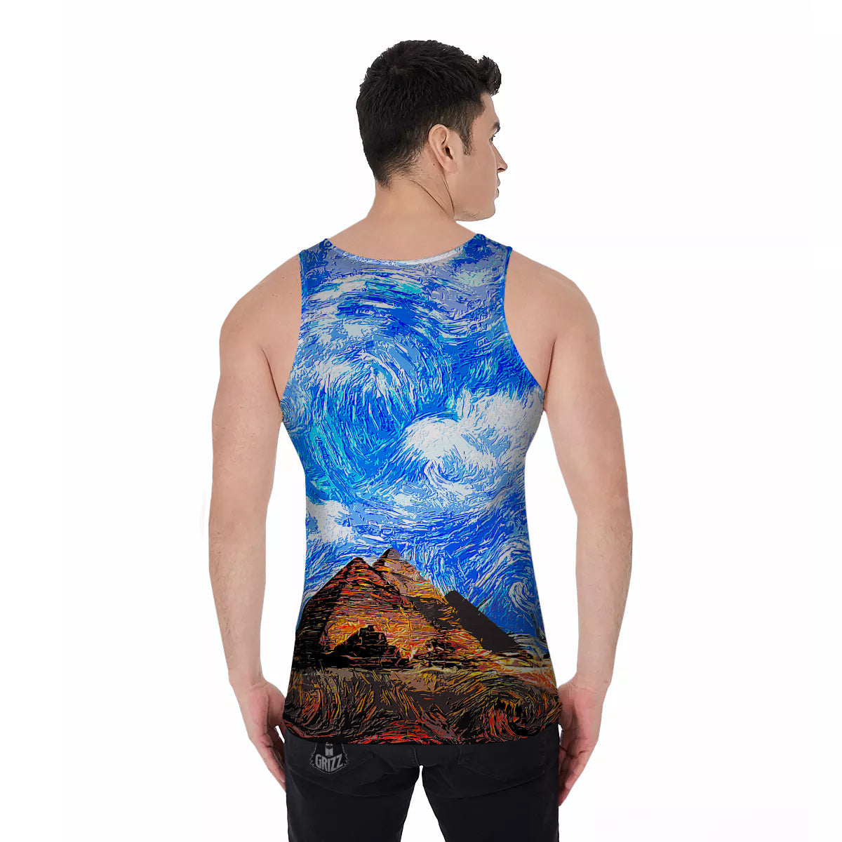 Starring Night Pyramids Print Men's Tank Top-grizzshop