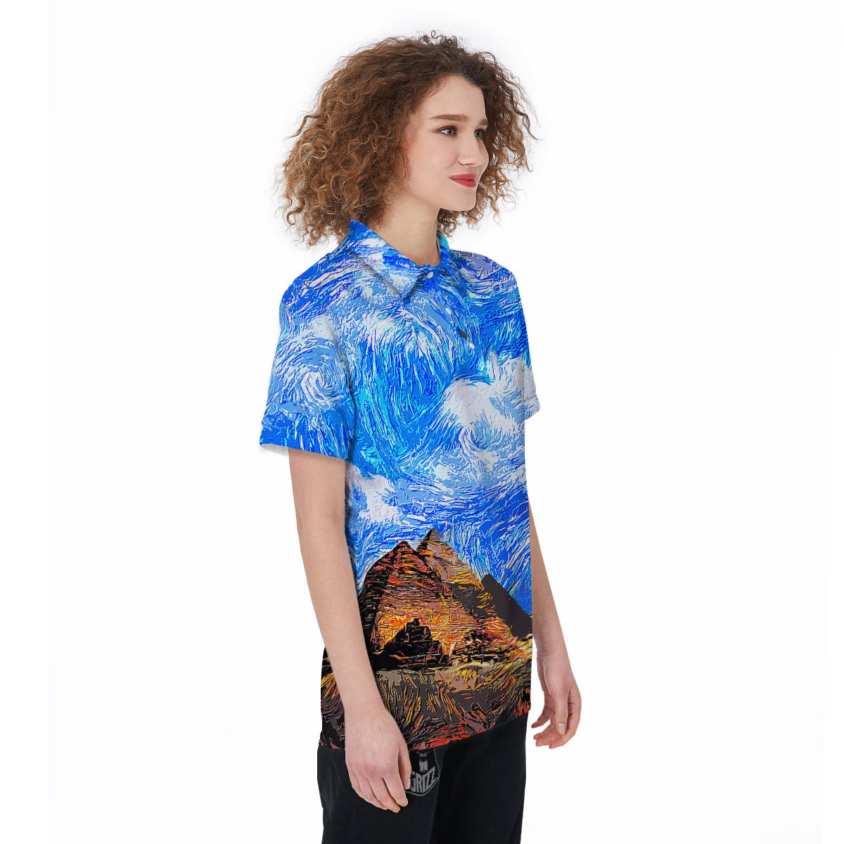 Starring Night Pyramids Print Women's Golf Shirts-grizzshop