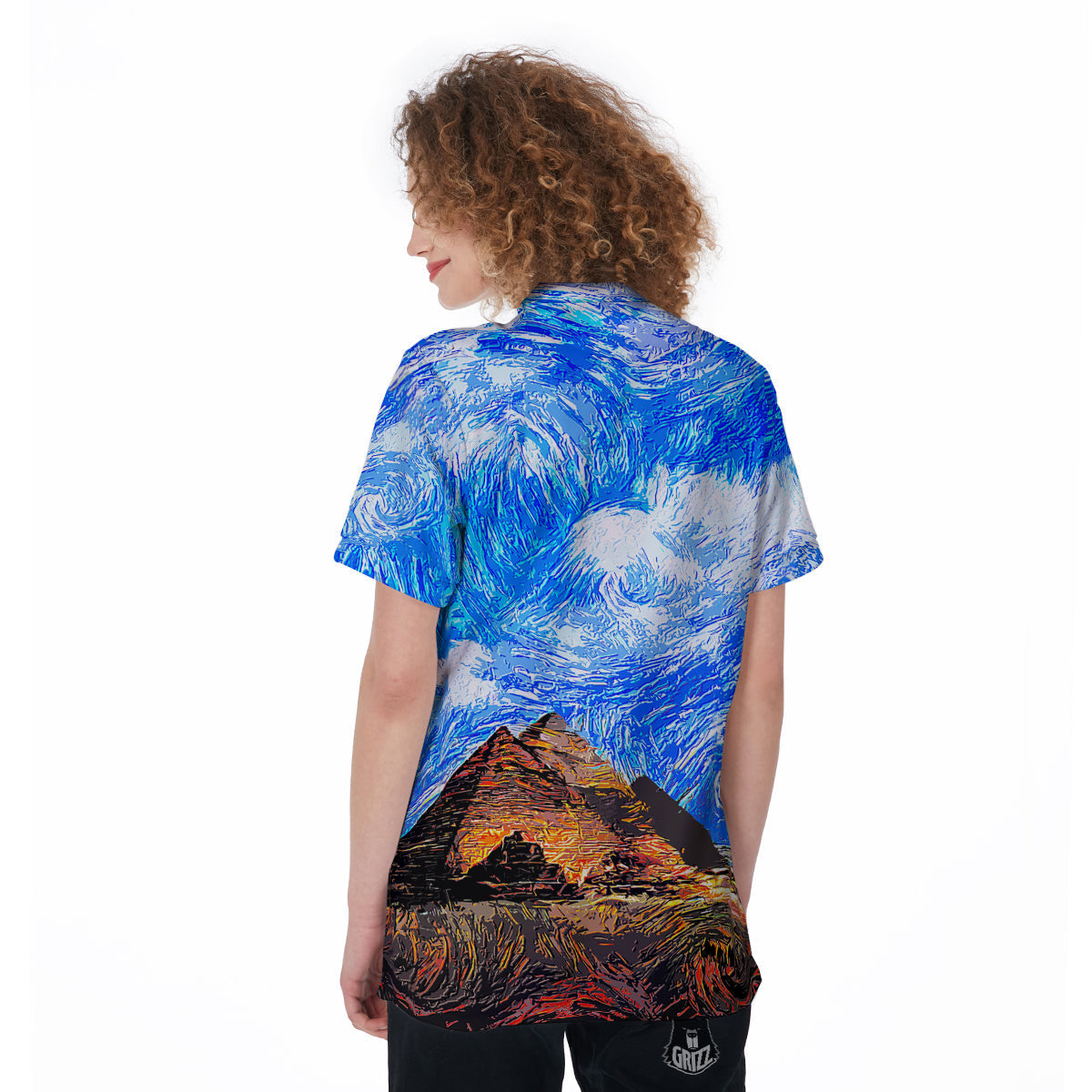 Starring Night Pyramids Print Women's Golf Shirts-grizzshop