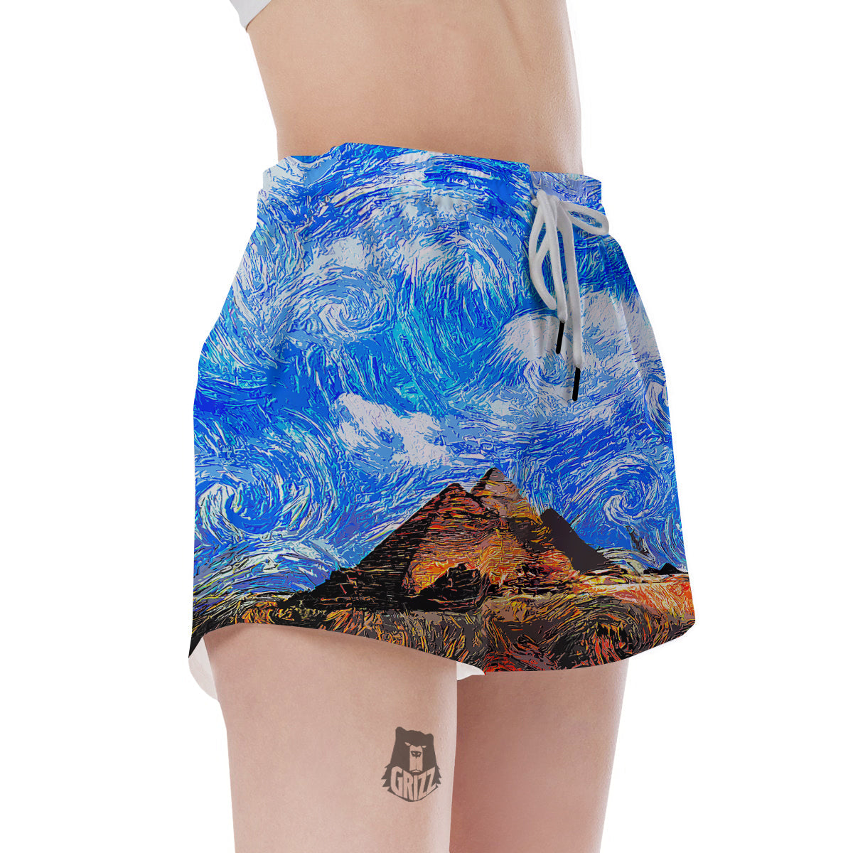 Starring Night Pyramids Print Women's Shorts-grizzshop
