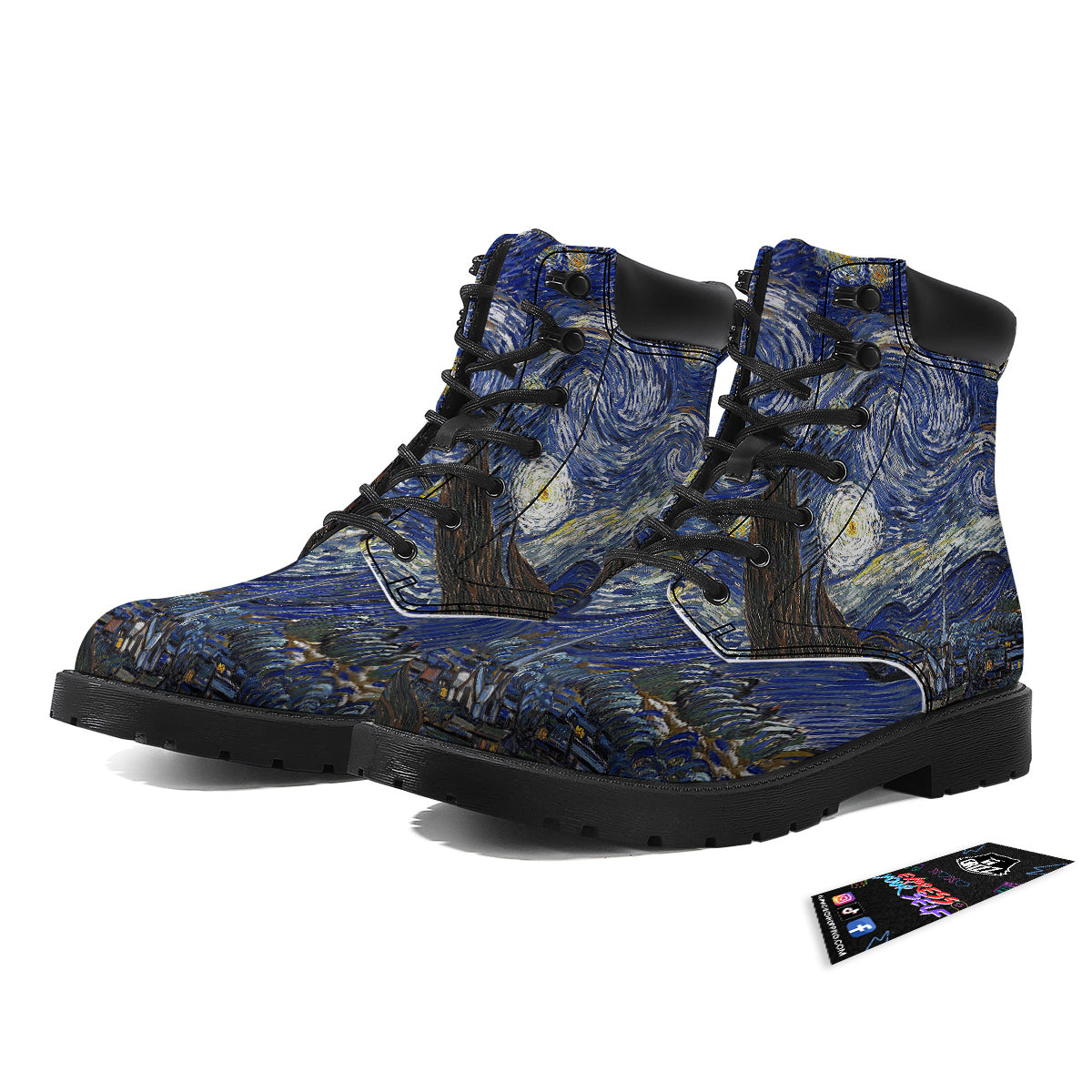 Starry Night Print Boots-grizzshop