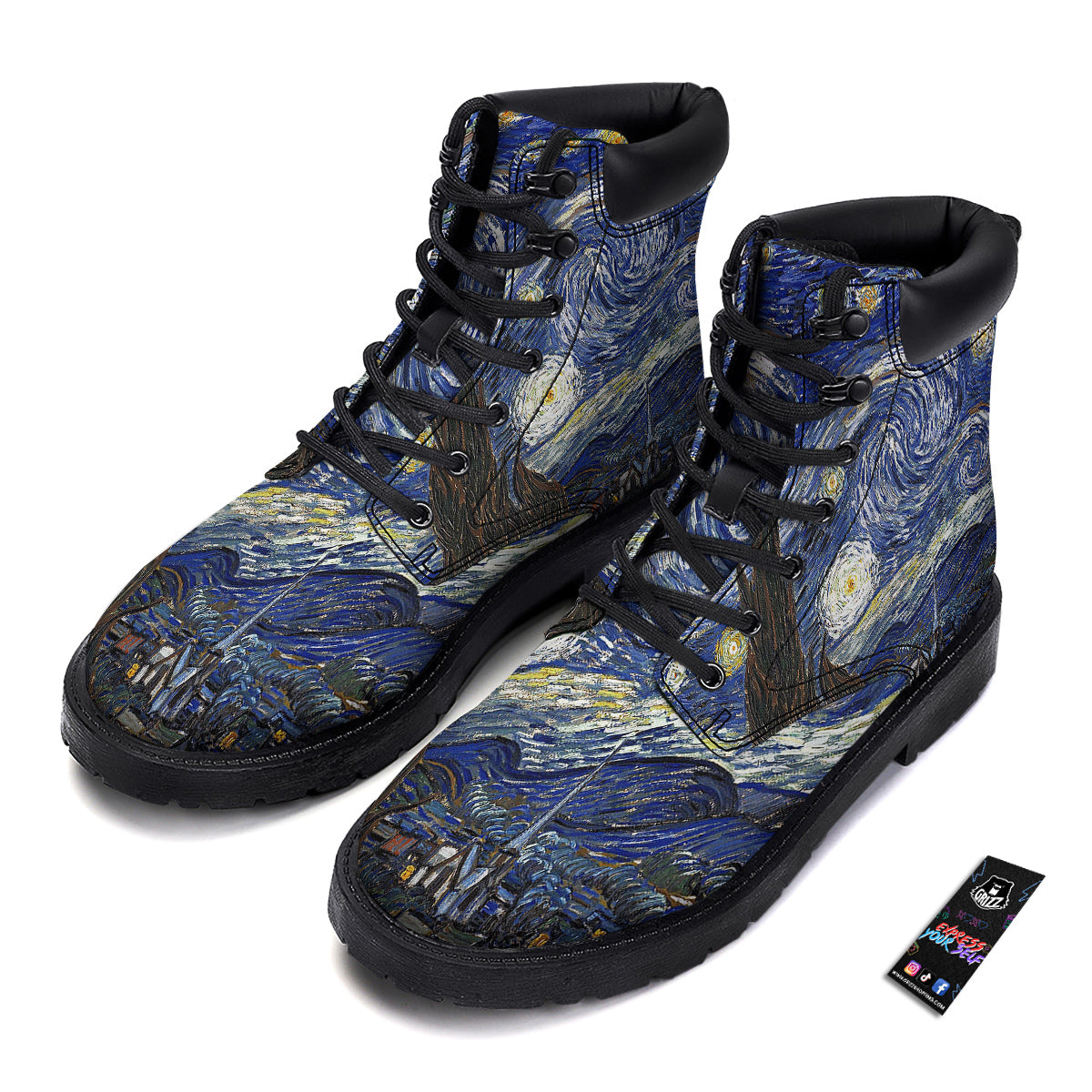 Starry Night Print Boots-grizzshop