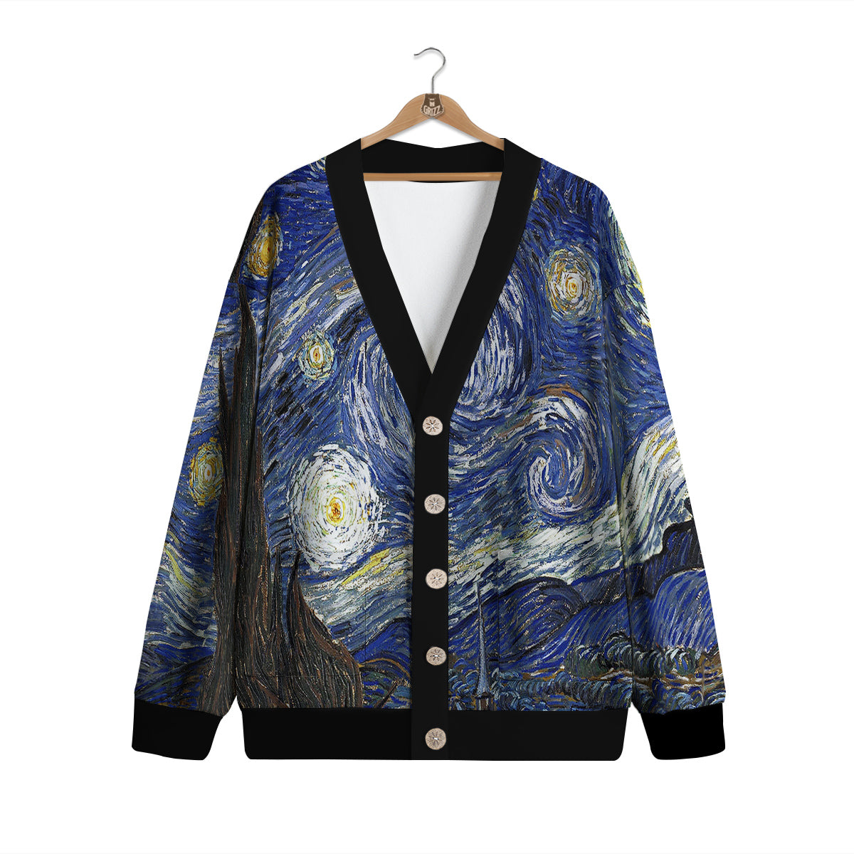 Starry Night Print Cardigan-grizzshop