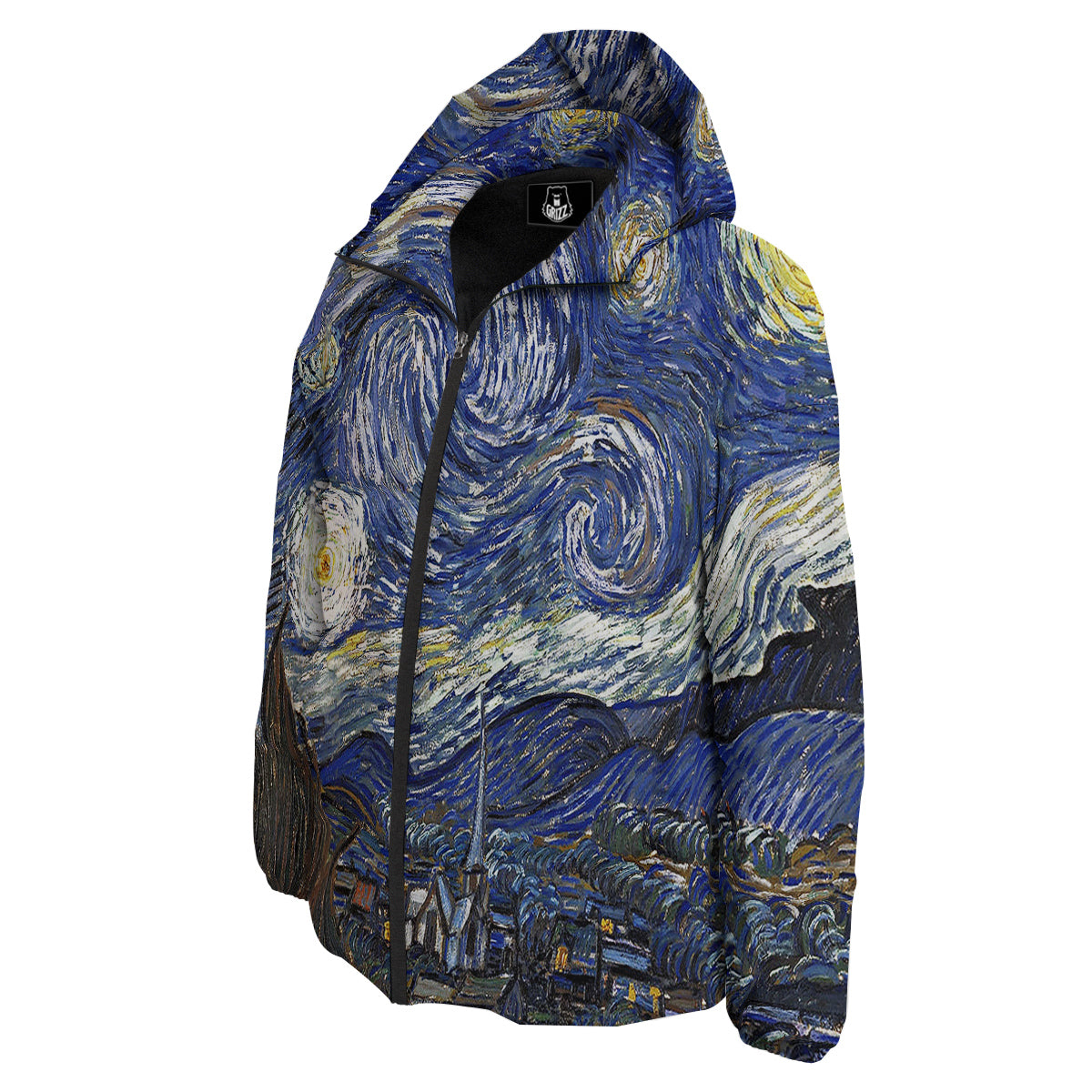 Starry Night Print Down Jacket-grizzshop