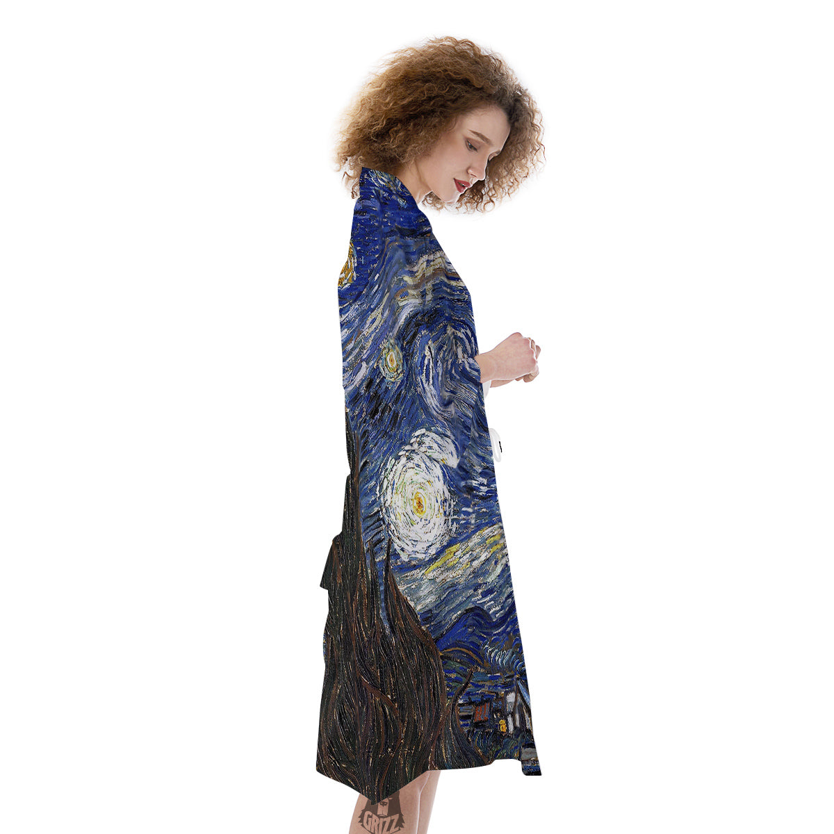 Starry Night Print Kimono-grizzshop